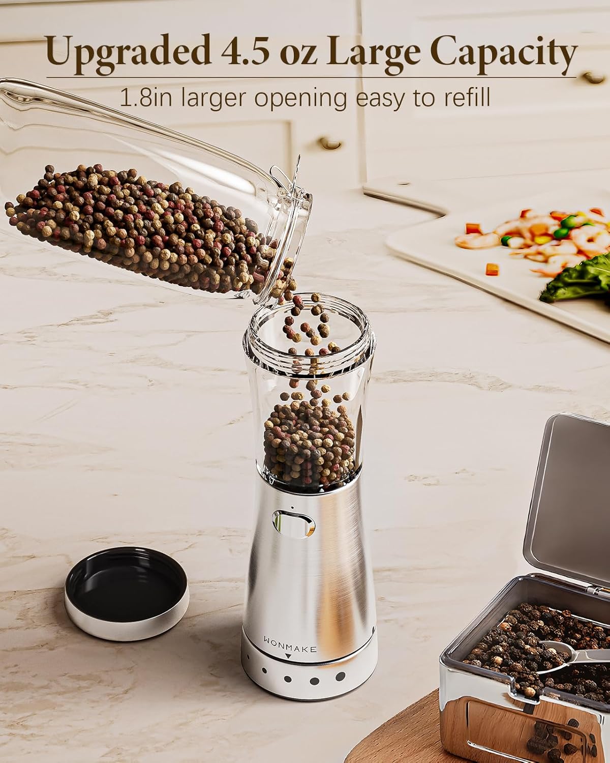 Electric Salt and Pepper Grinder Set with Rechargeable Battery