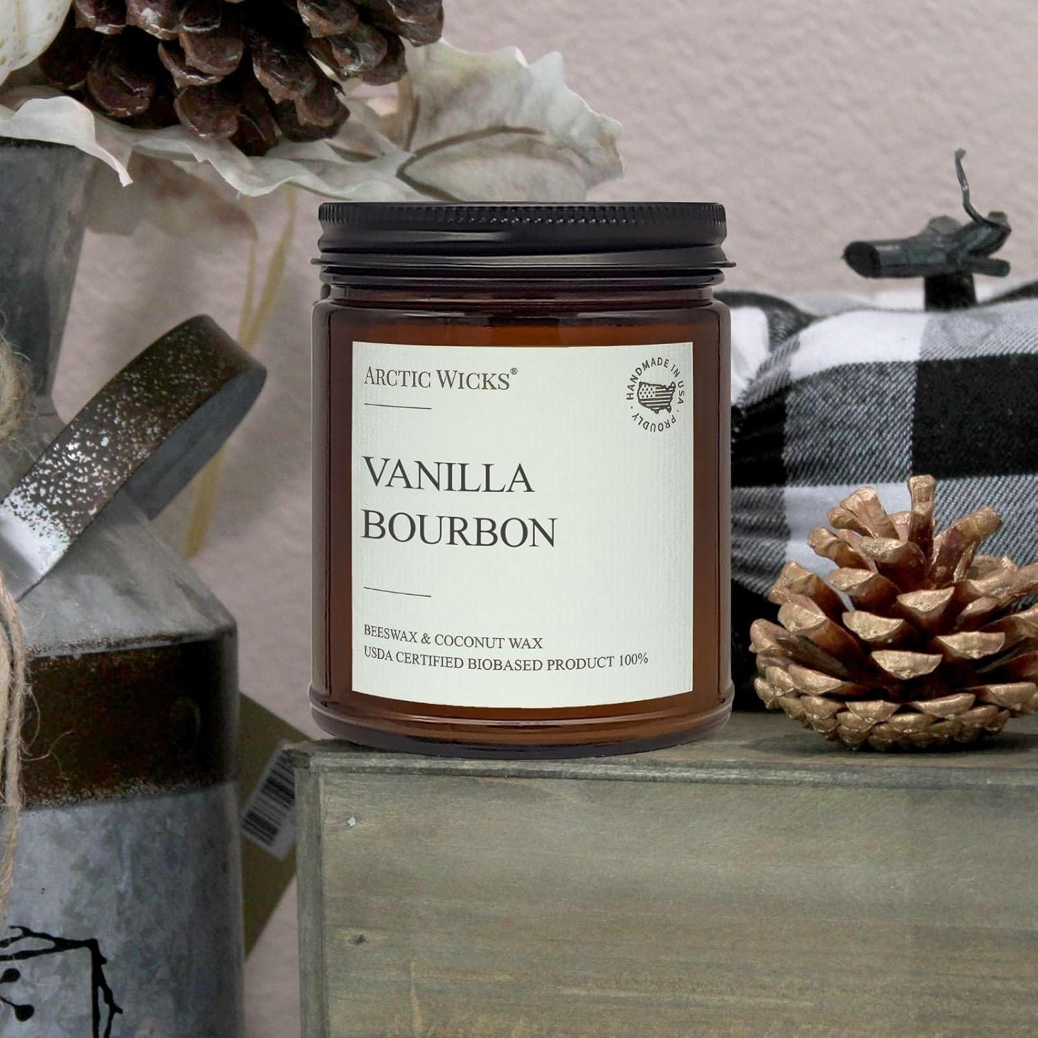Vanilla Bourbon Candle - 9oz Natural Coconut Beeswax