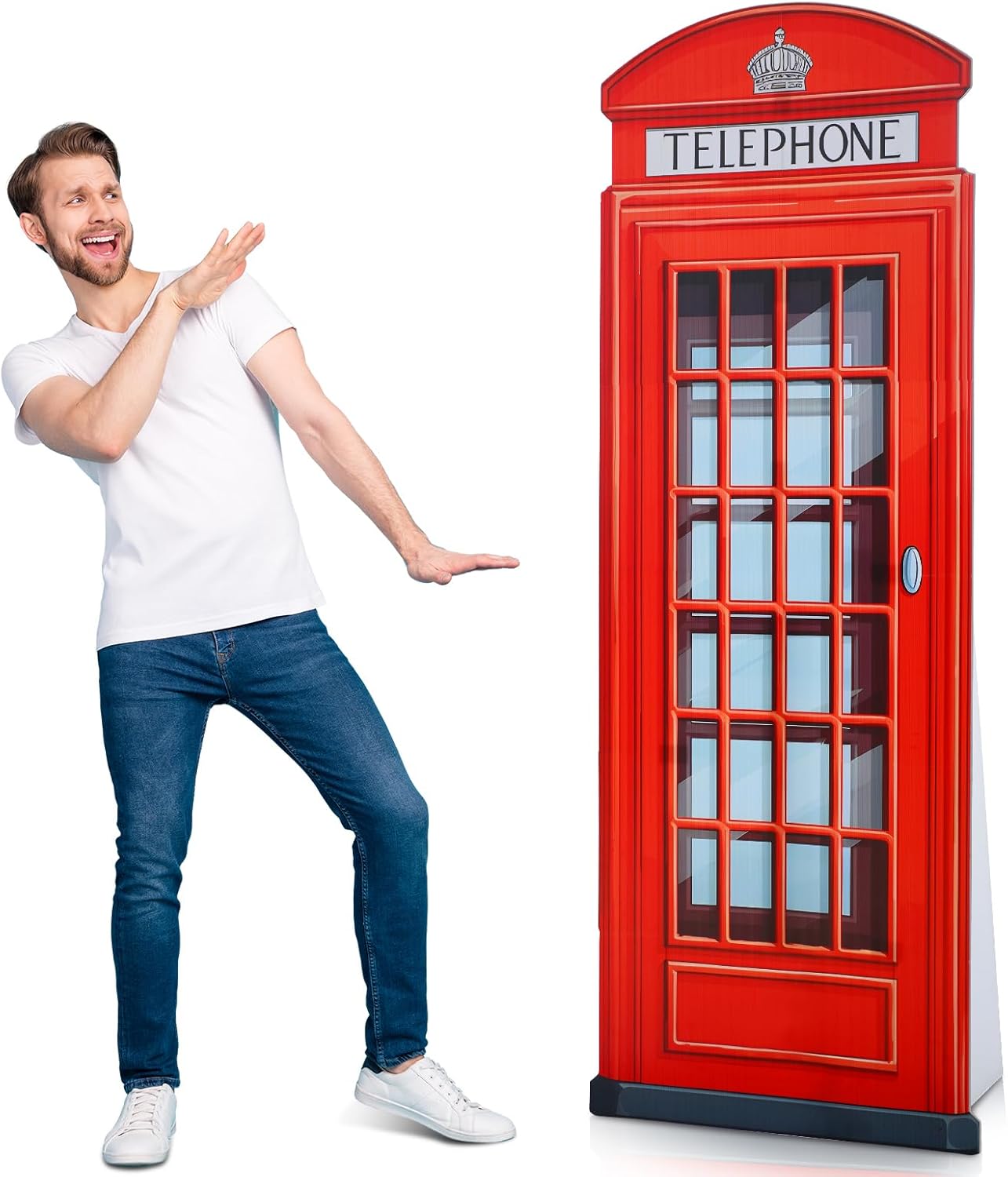 Beeveer 64 Ft Red Phone Booth Cutout Decor