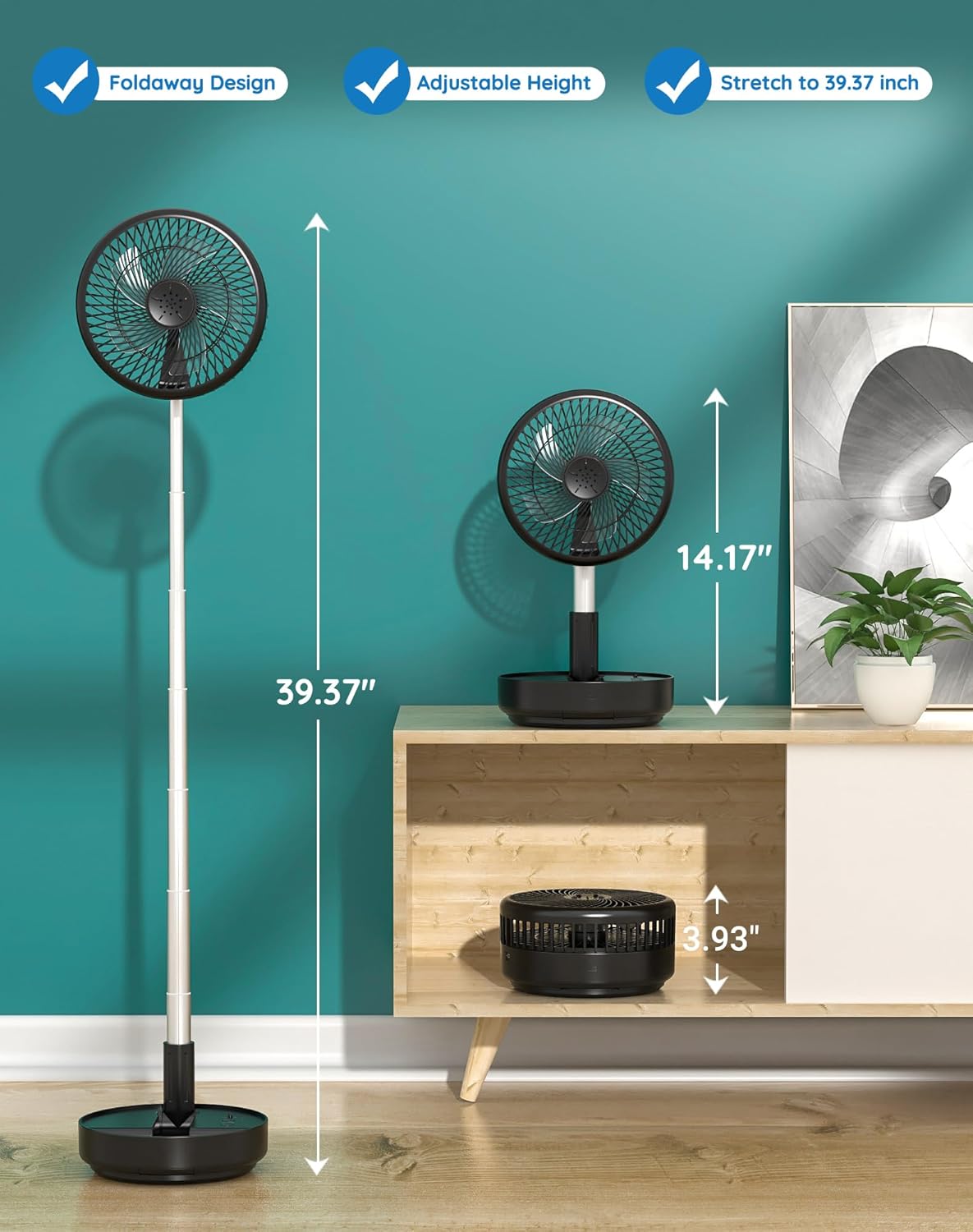 Primevolve Portable Oscillating Fan with USB and Remote 77 Inch Black