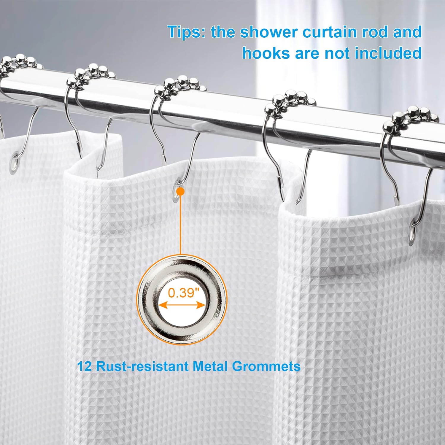 AmazerBath White Waffle Shower Curtain Heavy Duty