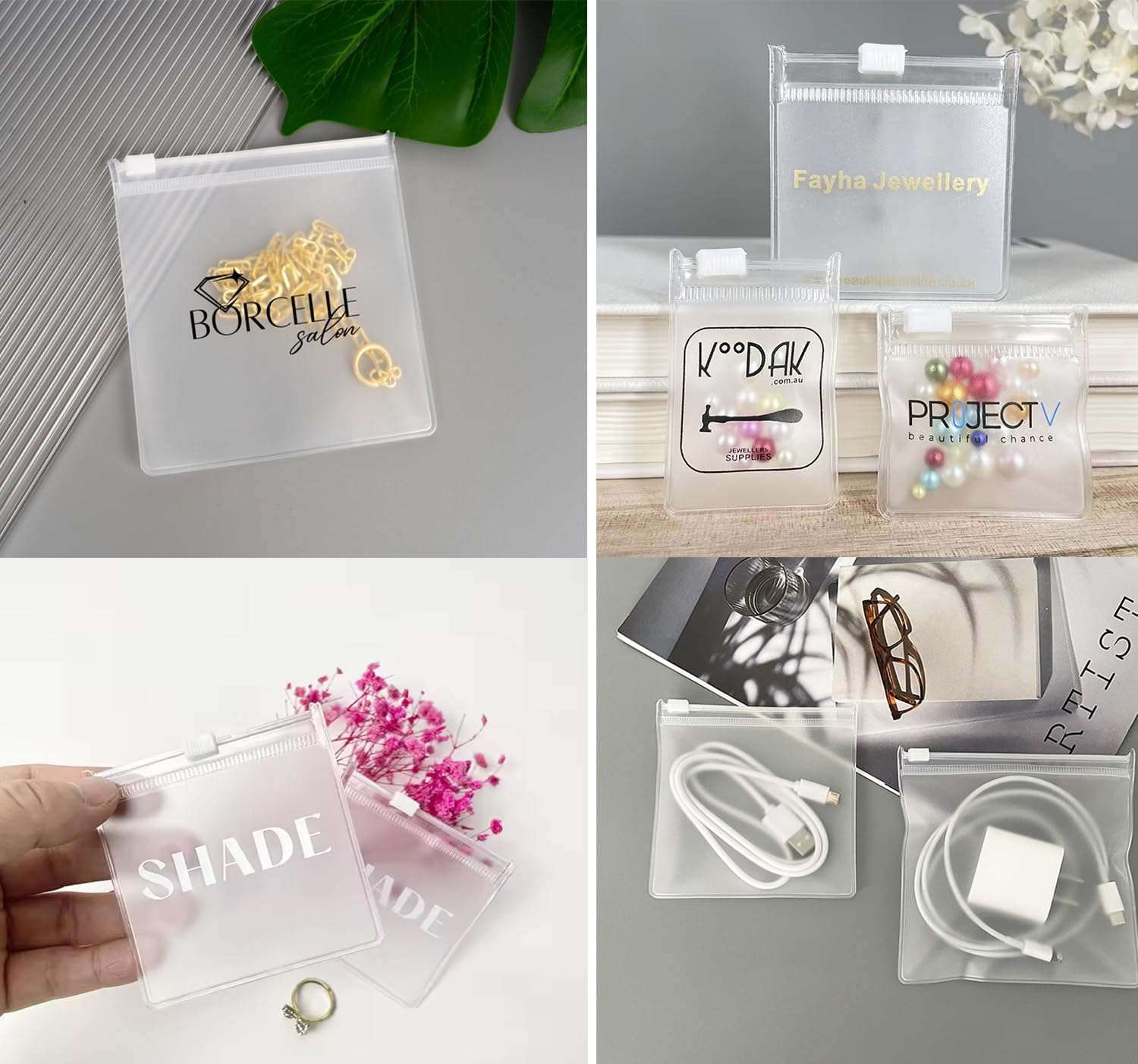 Custom Frosted Jewelry Zipper Bags with Logo