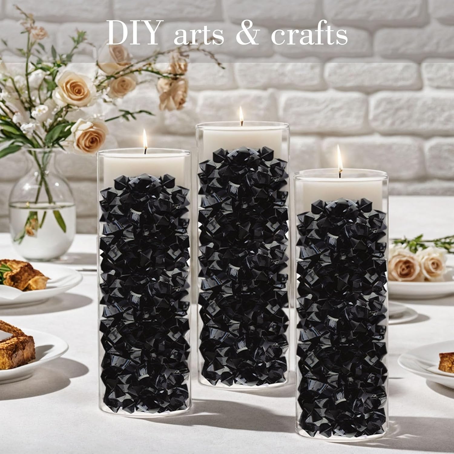 DomeStar Black Fake Ice Rocks 150PCS Vase Fillers