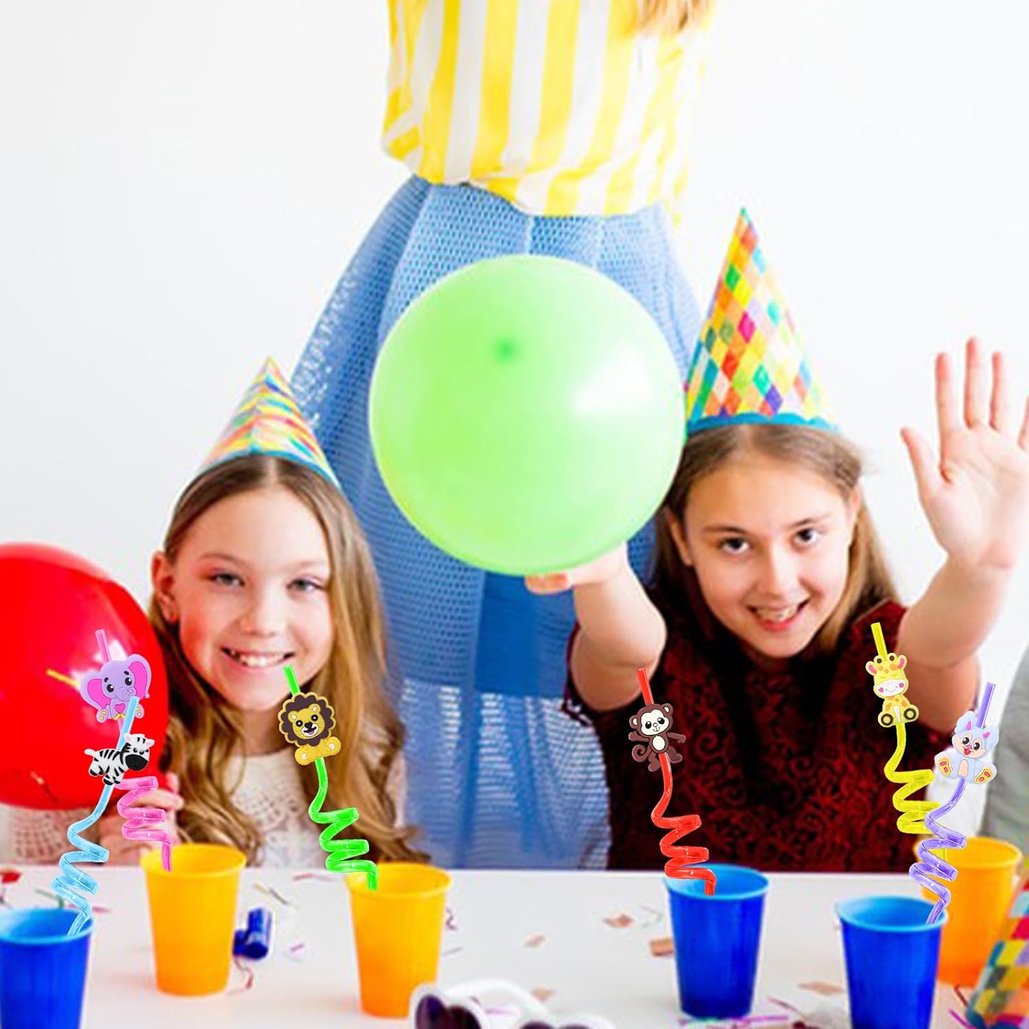 24Pcs Jungle Animal Party Straws for Kids and Adults