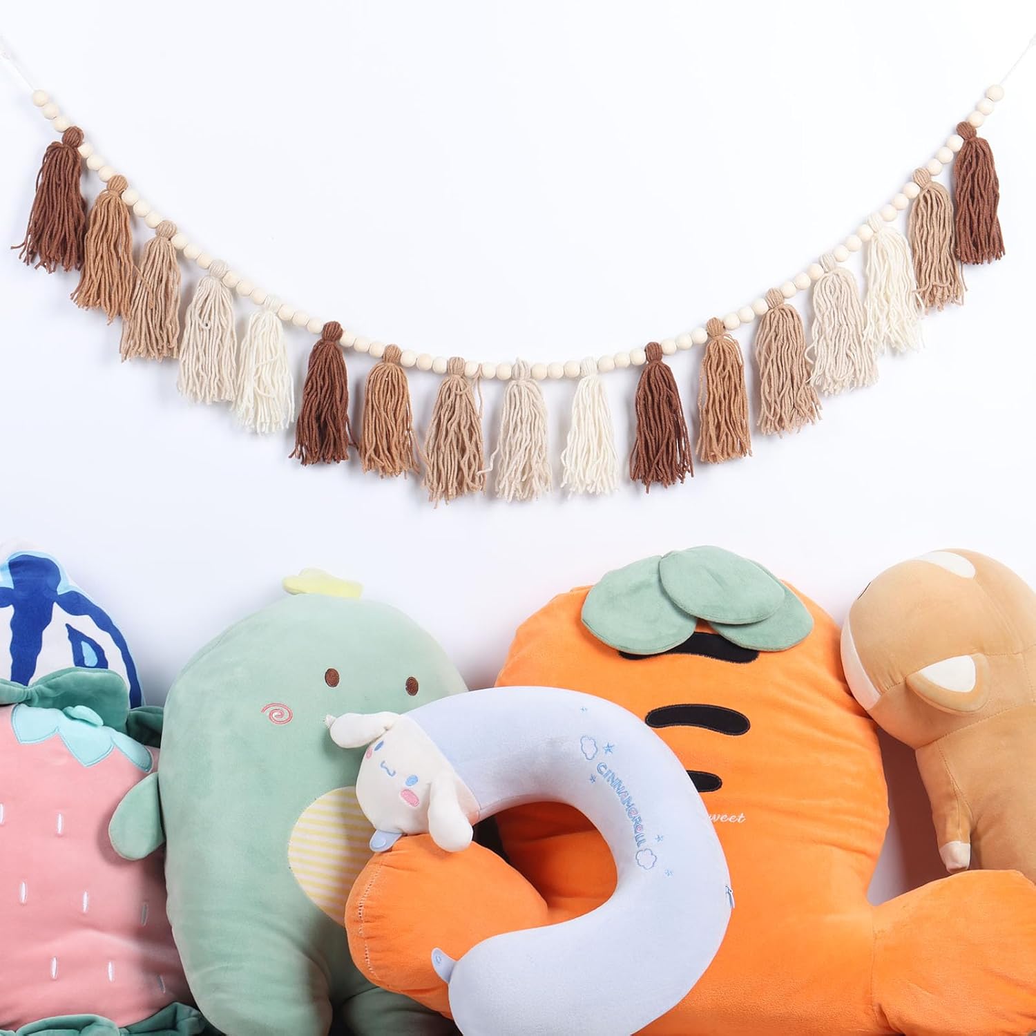 Boho Tassel Garland with Wood Beads for Home Decor