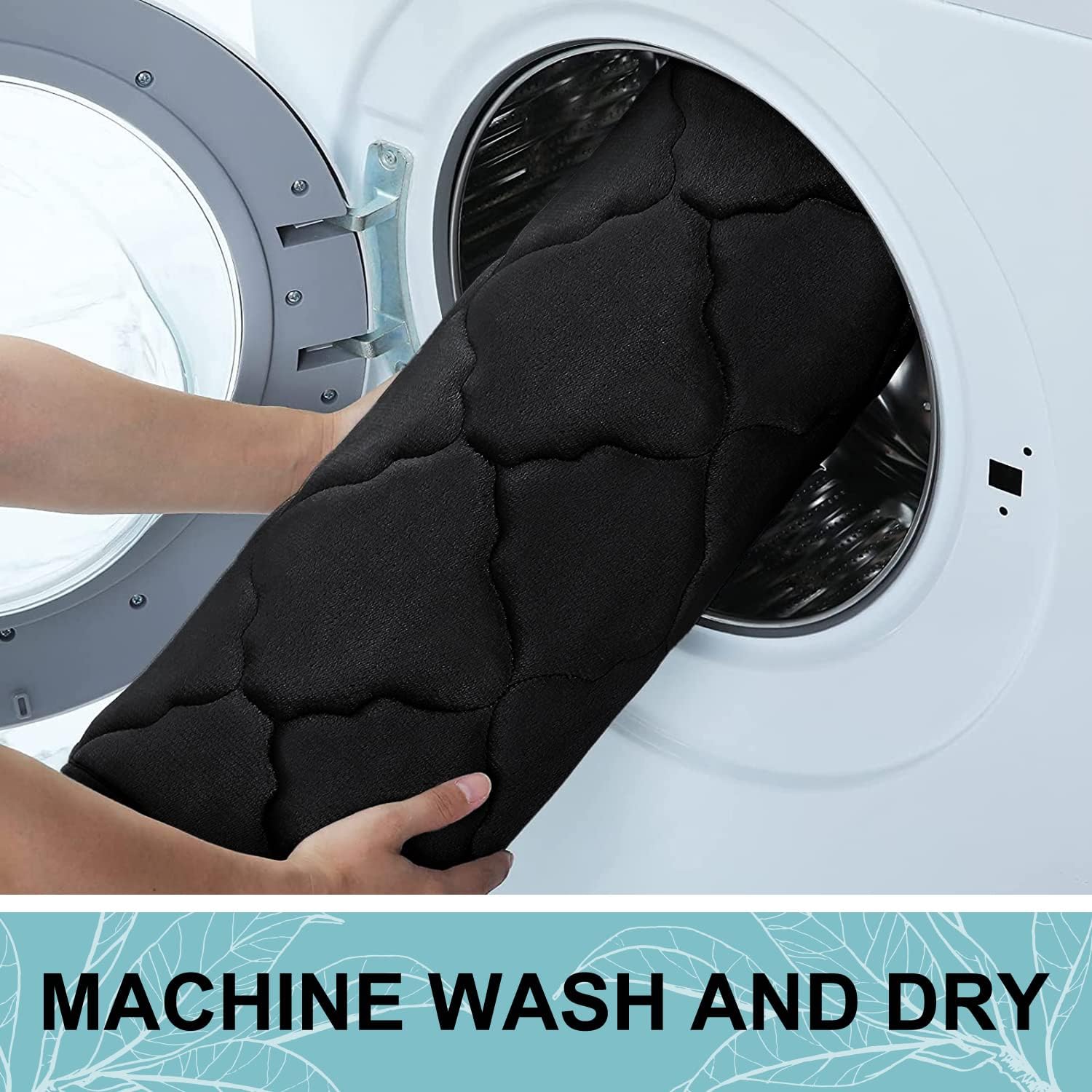 OLANLY Memory Foam Bath Mat Rug 24x16 Black