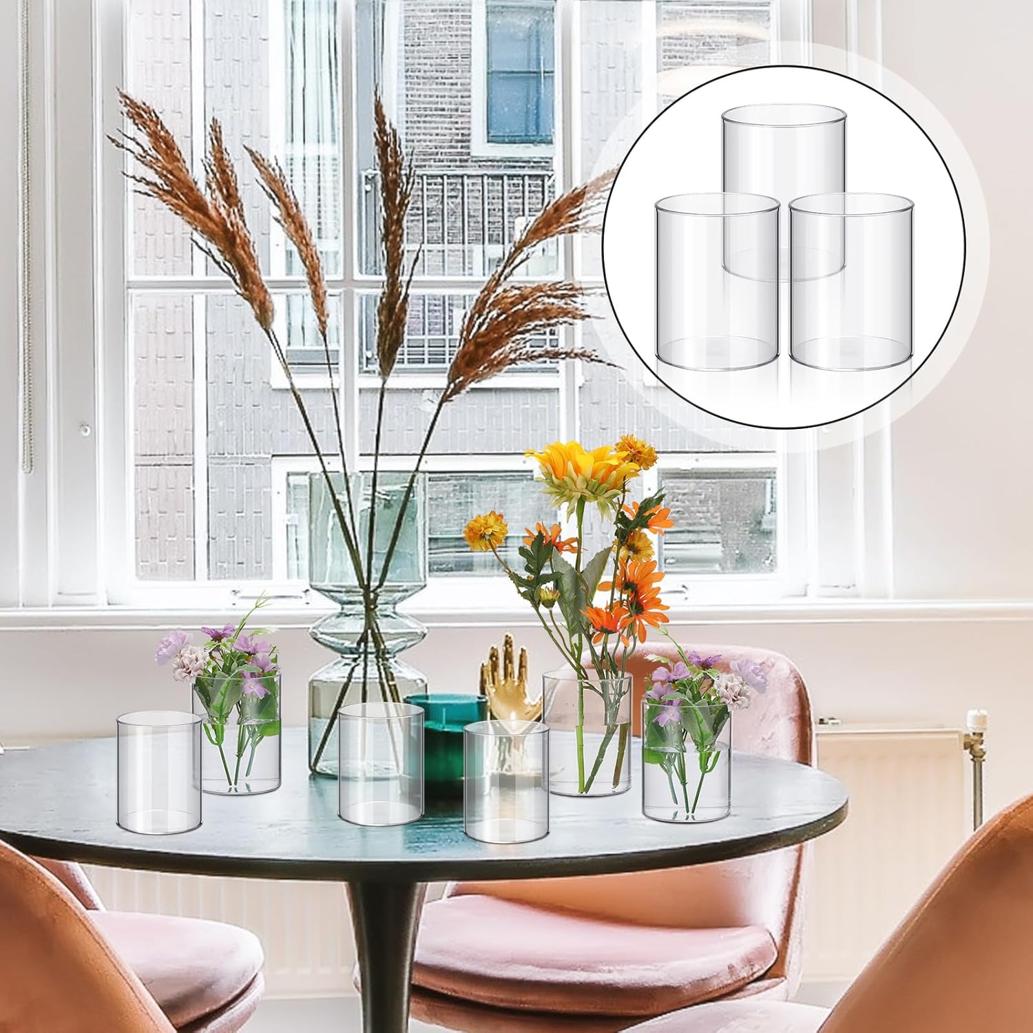 Vesici 20 Pcs Plastic Cylinder Vase 4 Inch