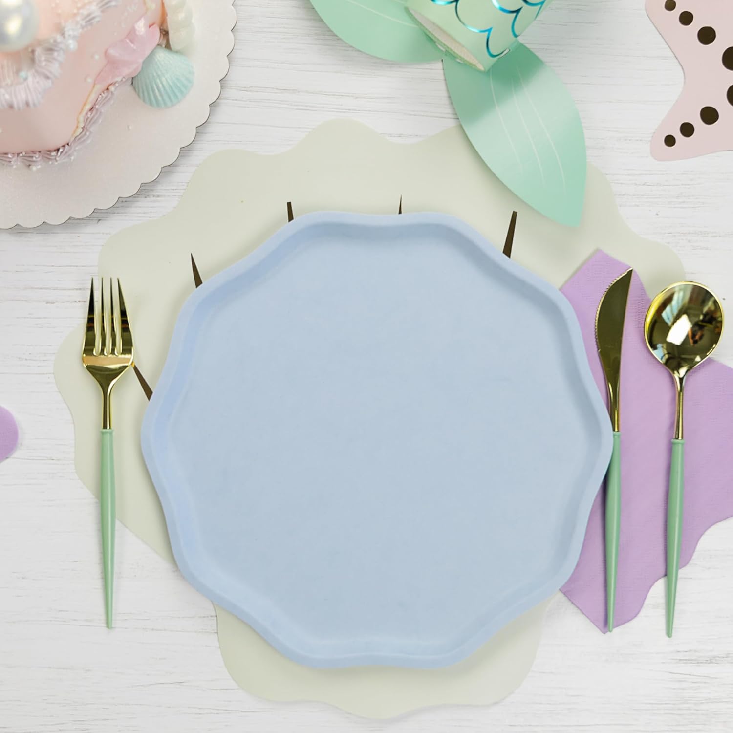 Bonjour Fete Sky Blue Compostable Dinner Plates Pack of 8