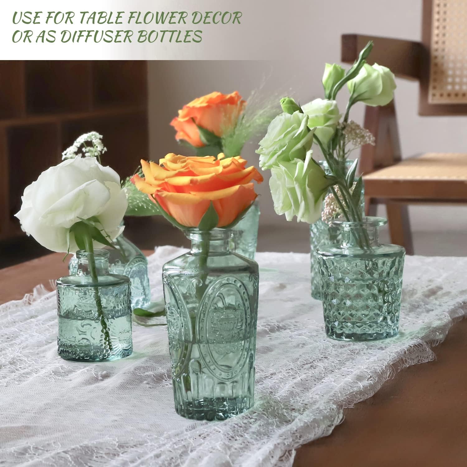 KAMJUNTAR Green Glass Bud Vase Set of 22