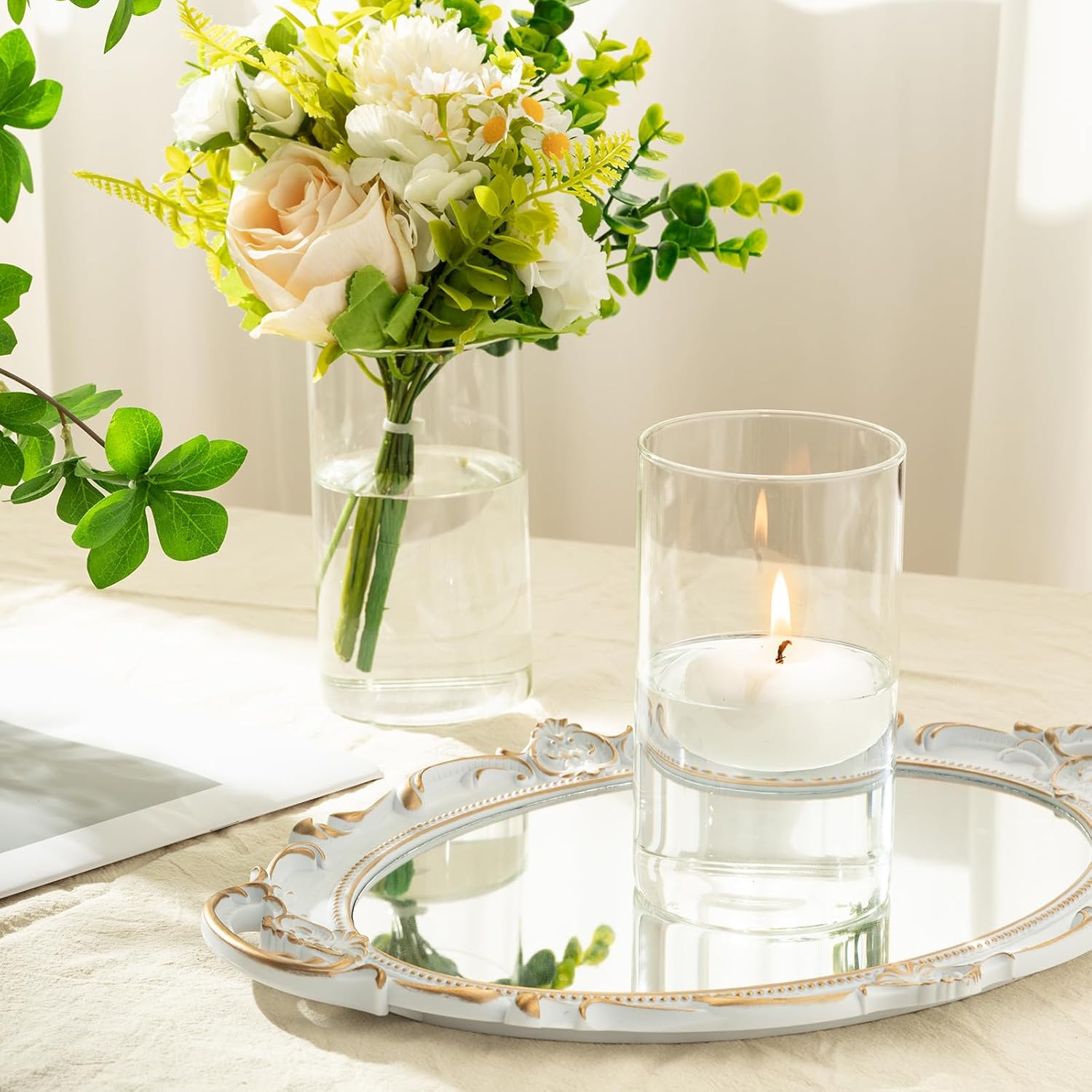 12pcs Clear Glass Cylinder Vases for Centerpieces