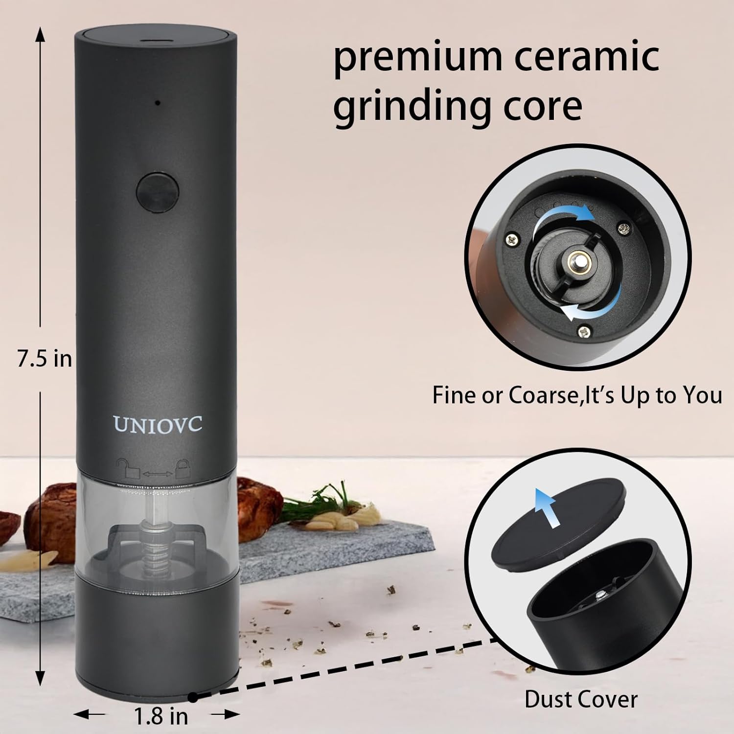 UNIOVC Electric Salt and Pepper Grinder Set