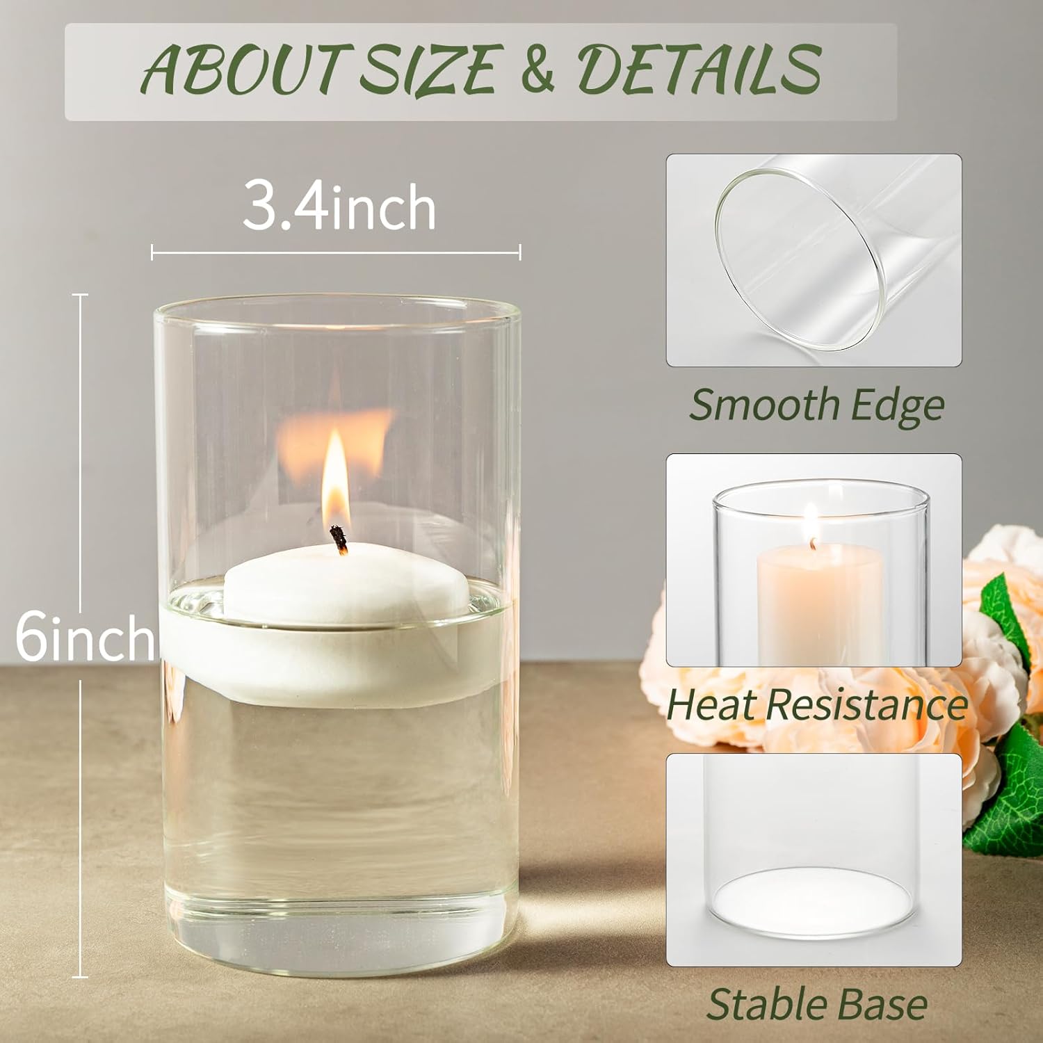 12pcs Clear Glass Cylinder Vases for Centerpieces