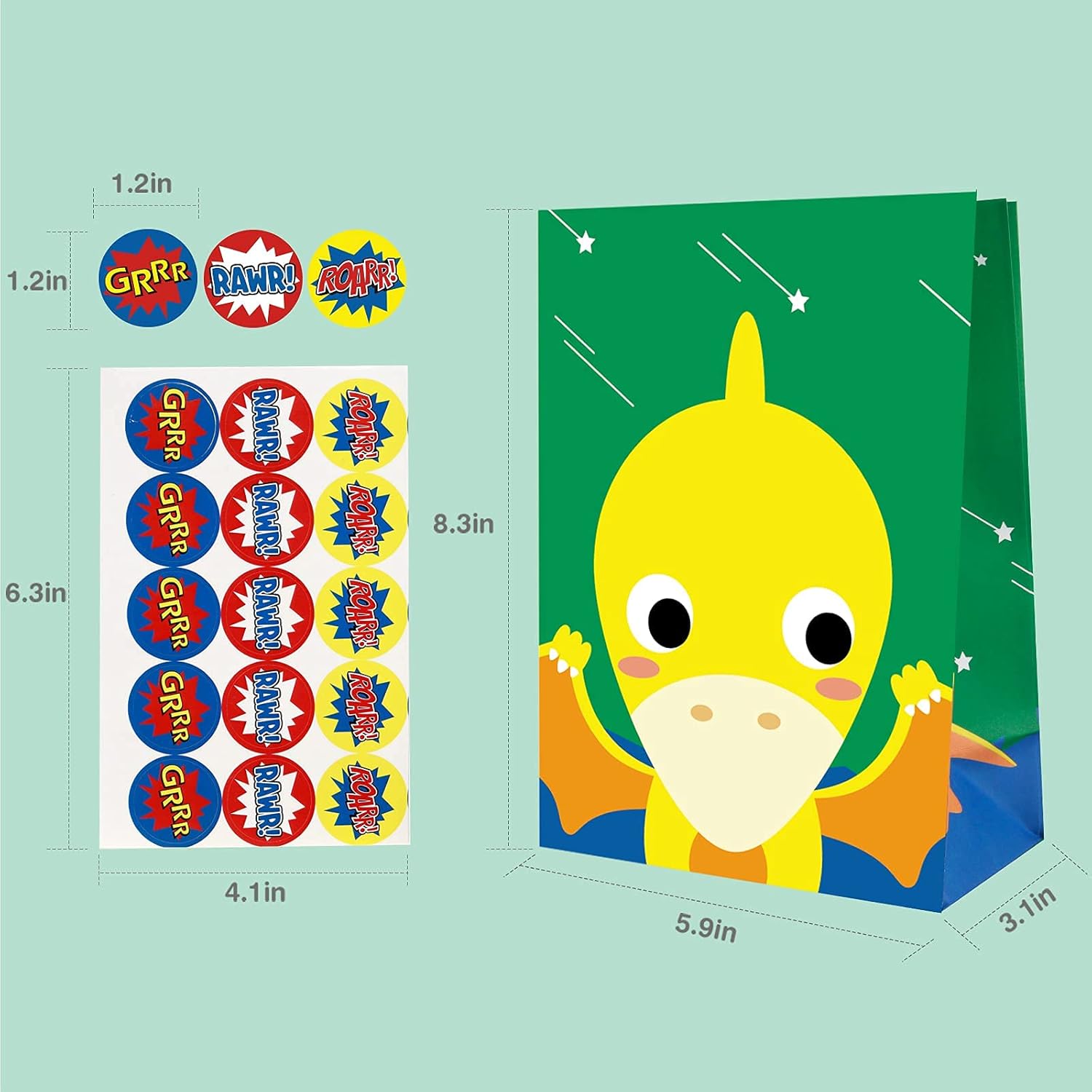 Mocoosy 24Pcs Dinosaur Party Favor Bags for Kids