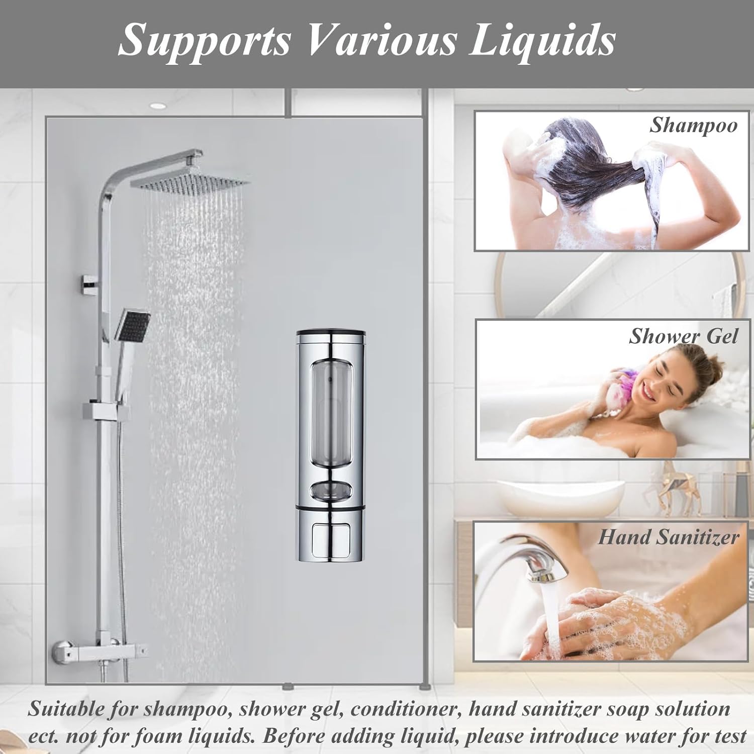 Single Wall Mounted Hand Soap Dispenser 400ml Silver