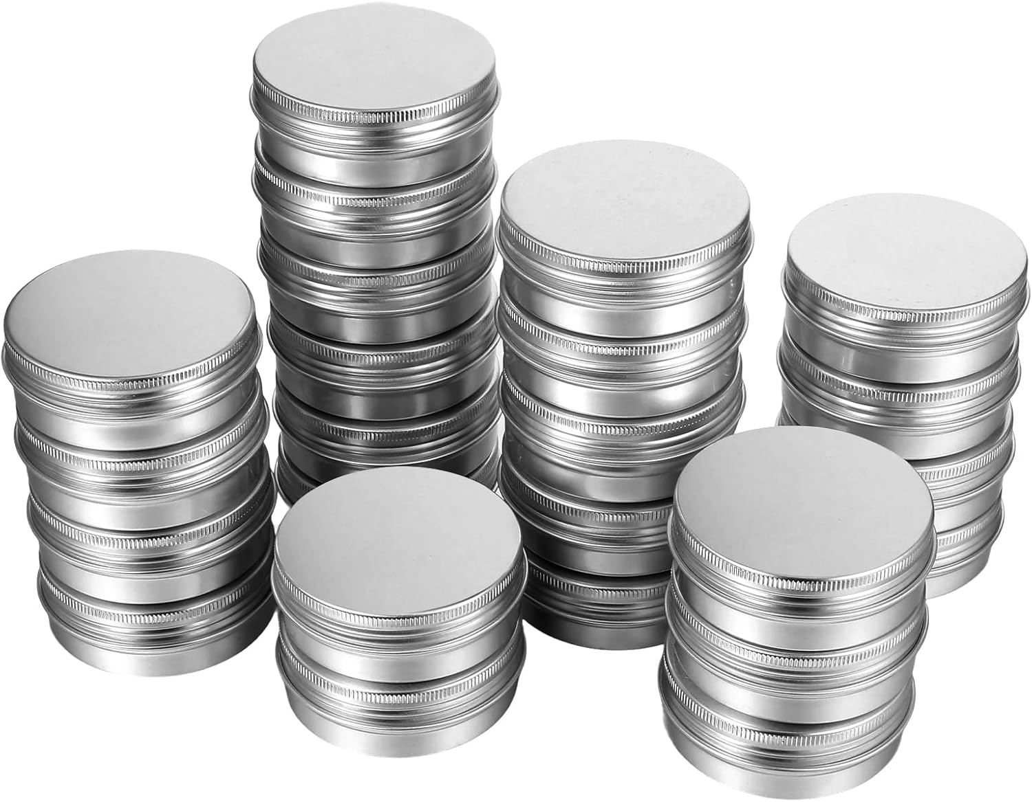 48 Pcs Aluminum Round Cans with Screw Top Lids