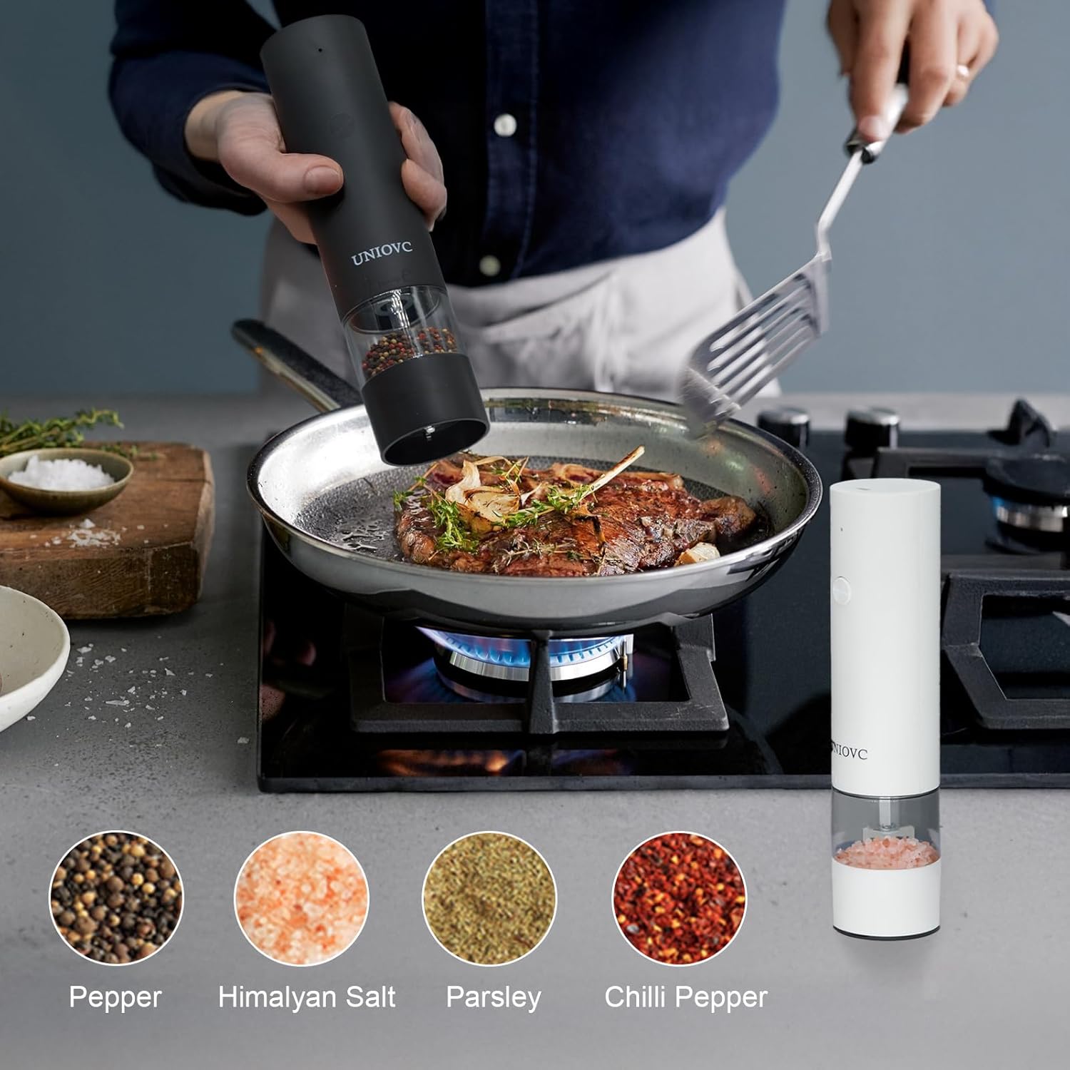 UNIOVC Electric Salt and Pepper Grinder Set