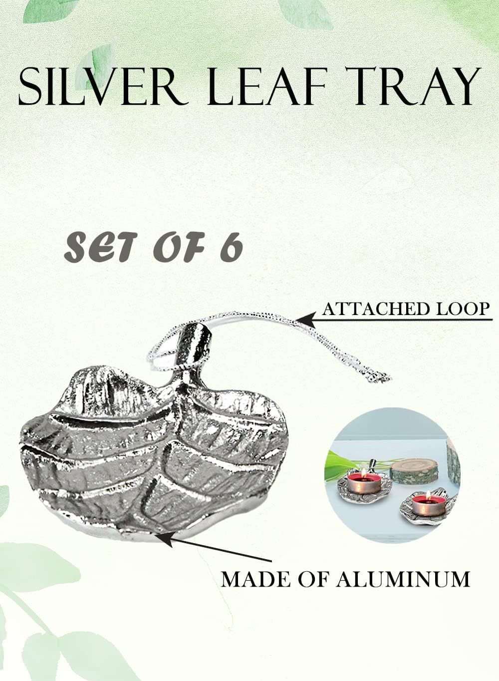 Serene Spaces Living Set of 6 Leaf Shape Tray