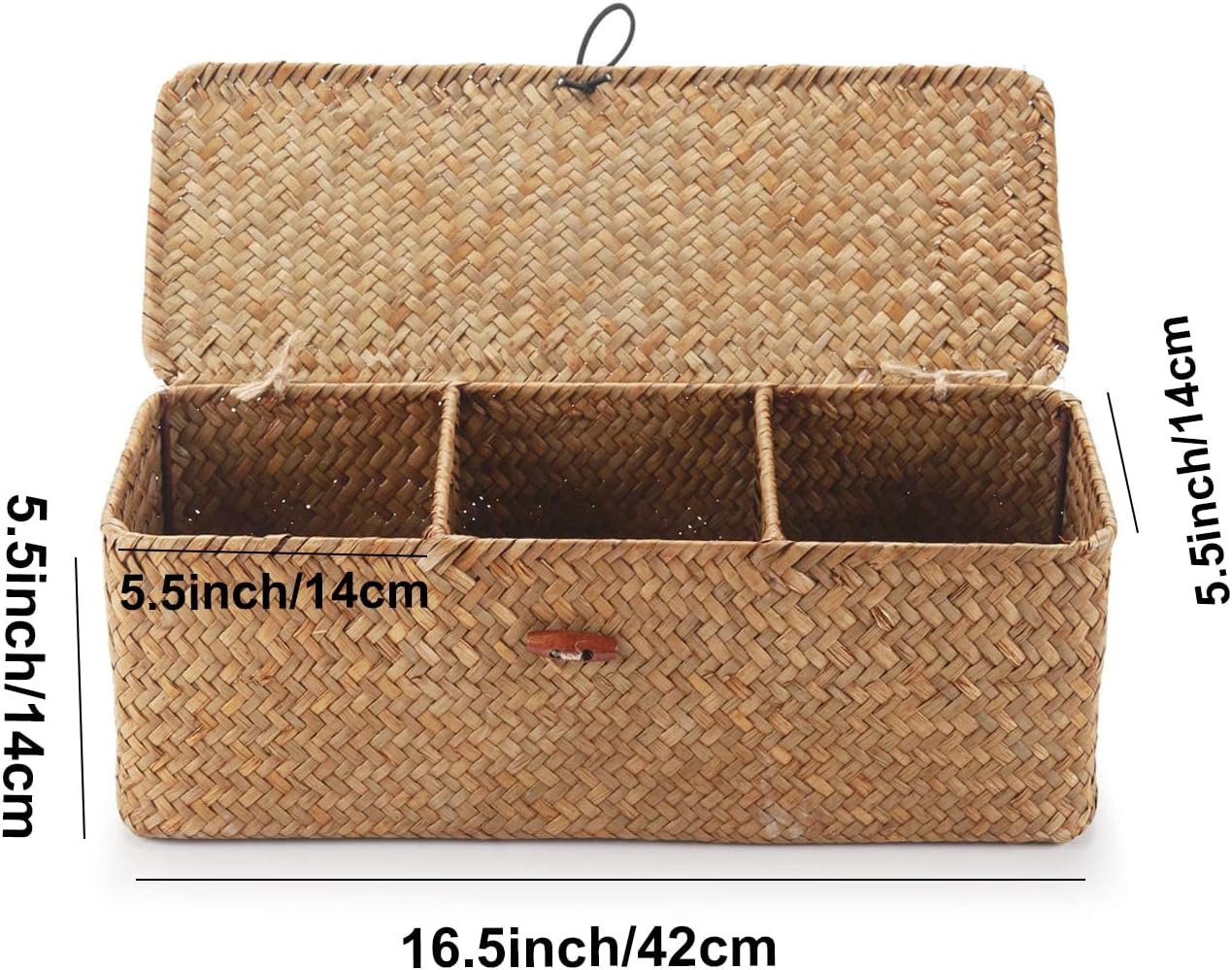 Seagrass StorageBasket with Lid and 3 Compartments