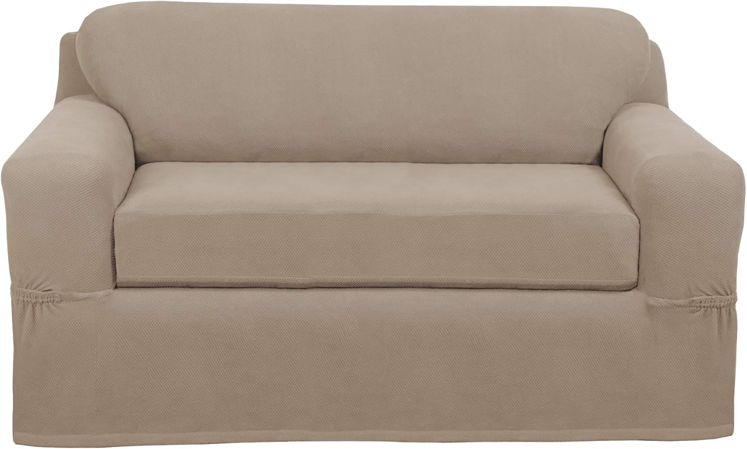 Zenna Home Pixel Ultra Soft Stretch Loveseat Slipcover Sand