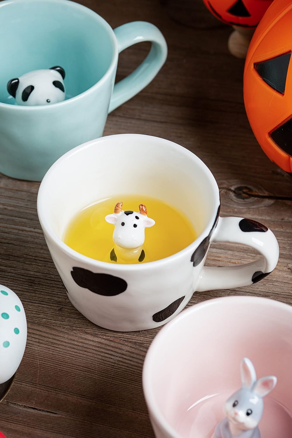 DIHOclub 3D Cow Ceramic Mug with Hidden Animal Design
