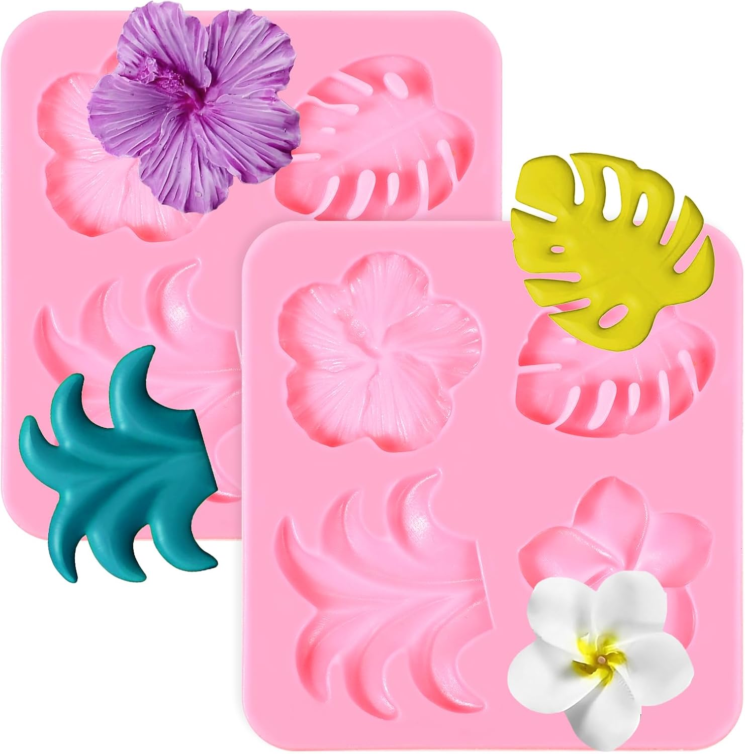 2 Pieces Tropical Flowers Leaves Silicone Mold for DIY Crafts