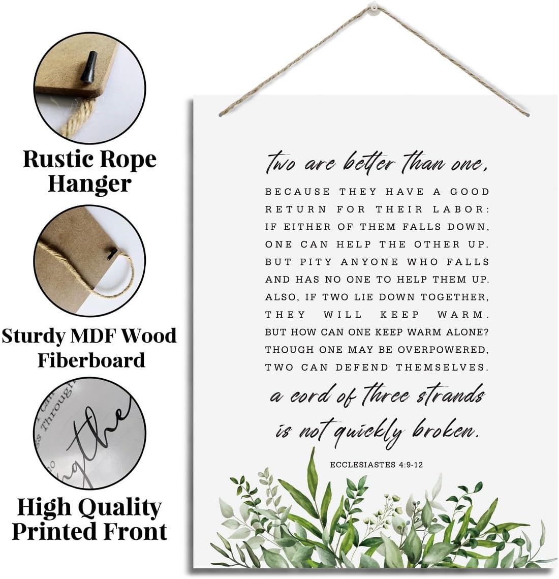Ecclesiastes 49-12 Wall Art Sign - Inspirational Wood Decor