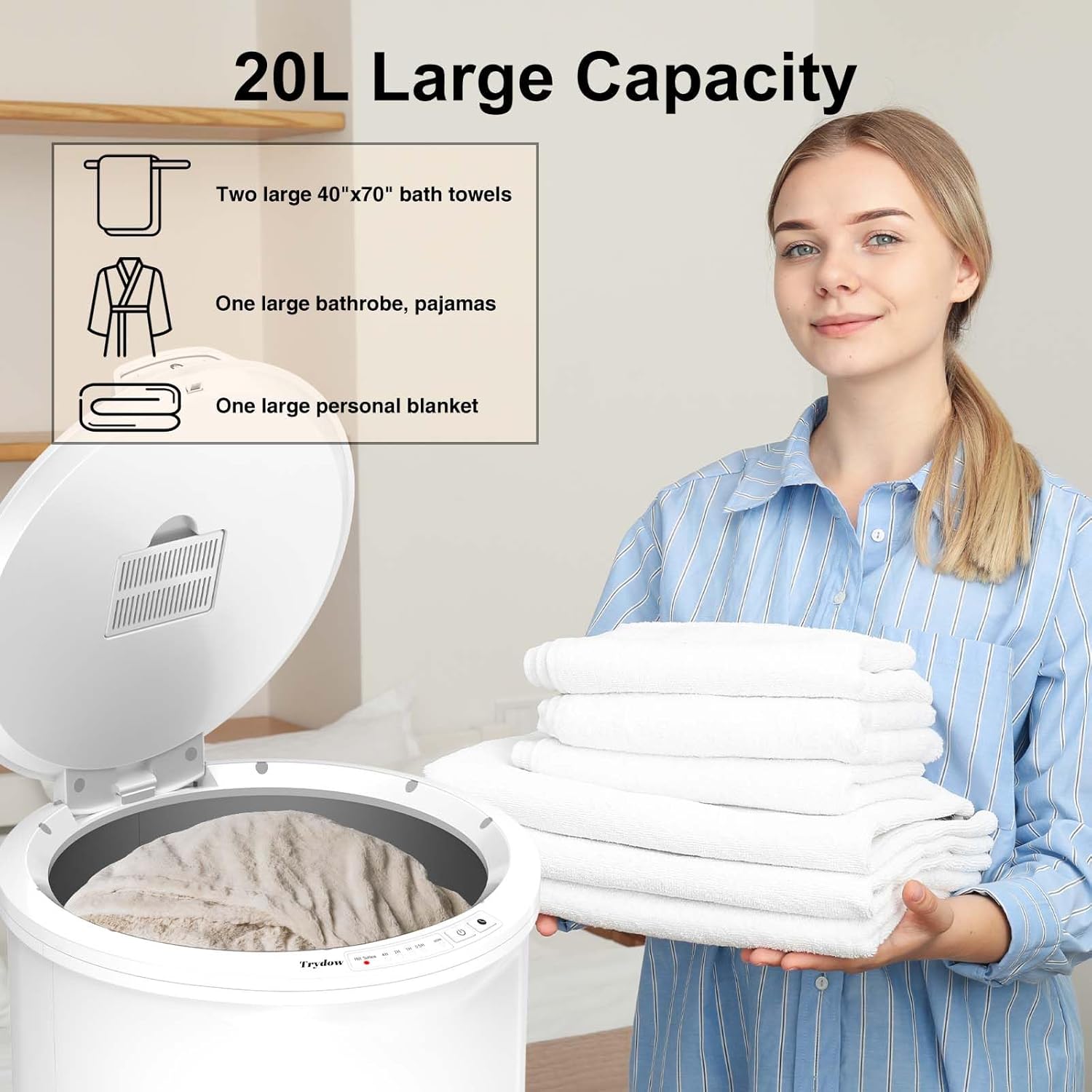 Ultra Large Capacity Towel Warmer Bucket with Timer and Safety Lock