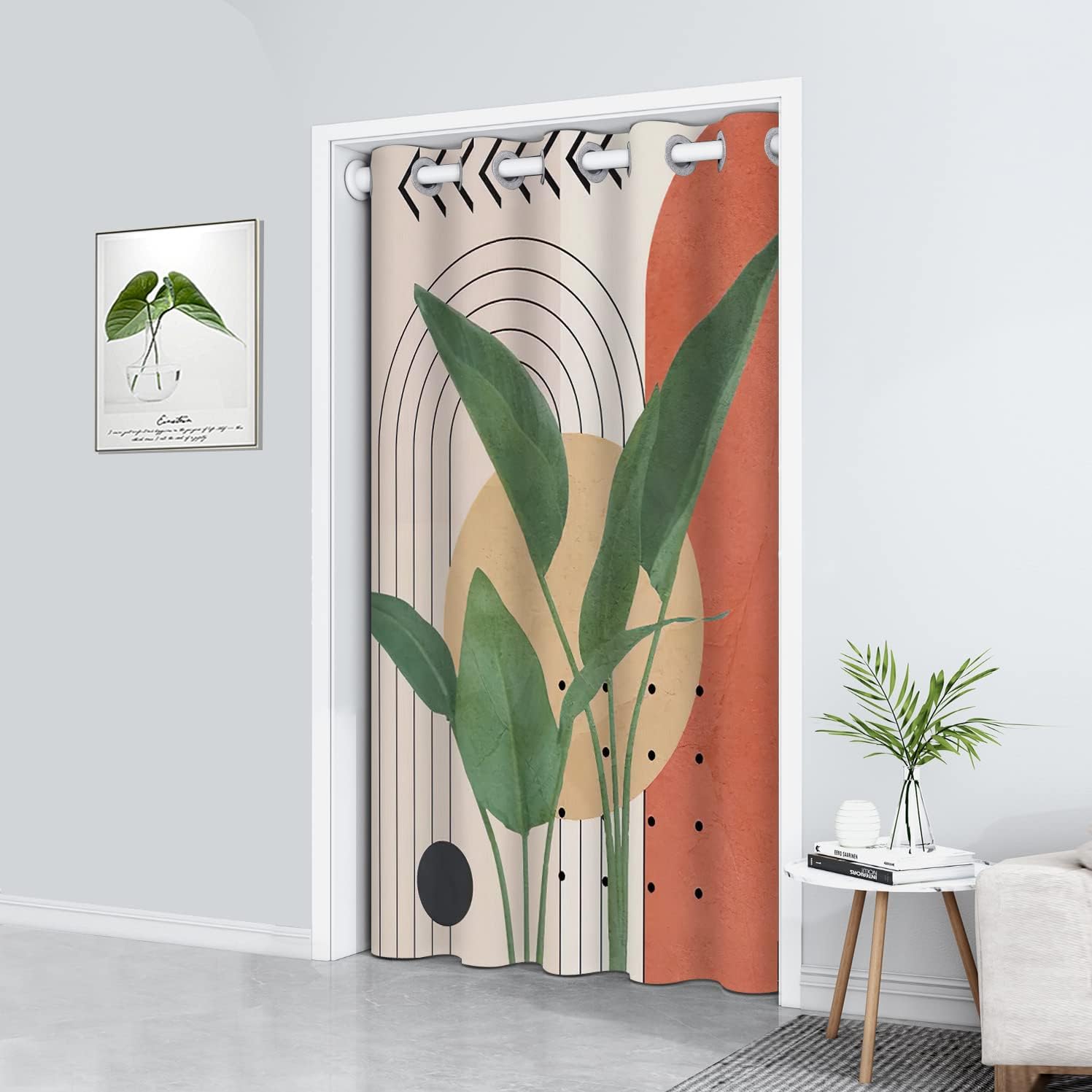 Mightree Doorway Curtain Thermal Insulated 39 x 70 Green Leaves Panel