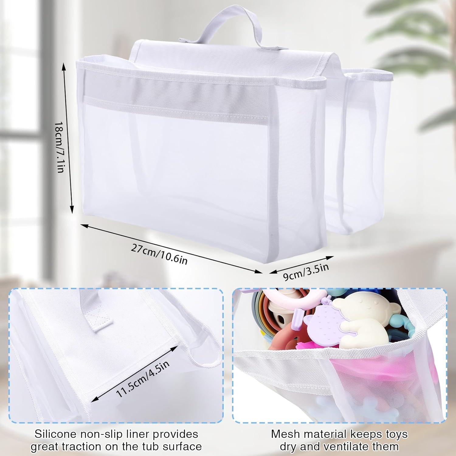 Wenai Large 2-Compartment Bath Toy Organizer