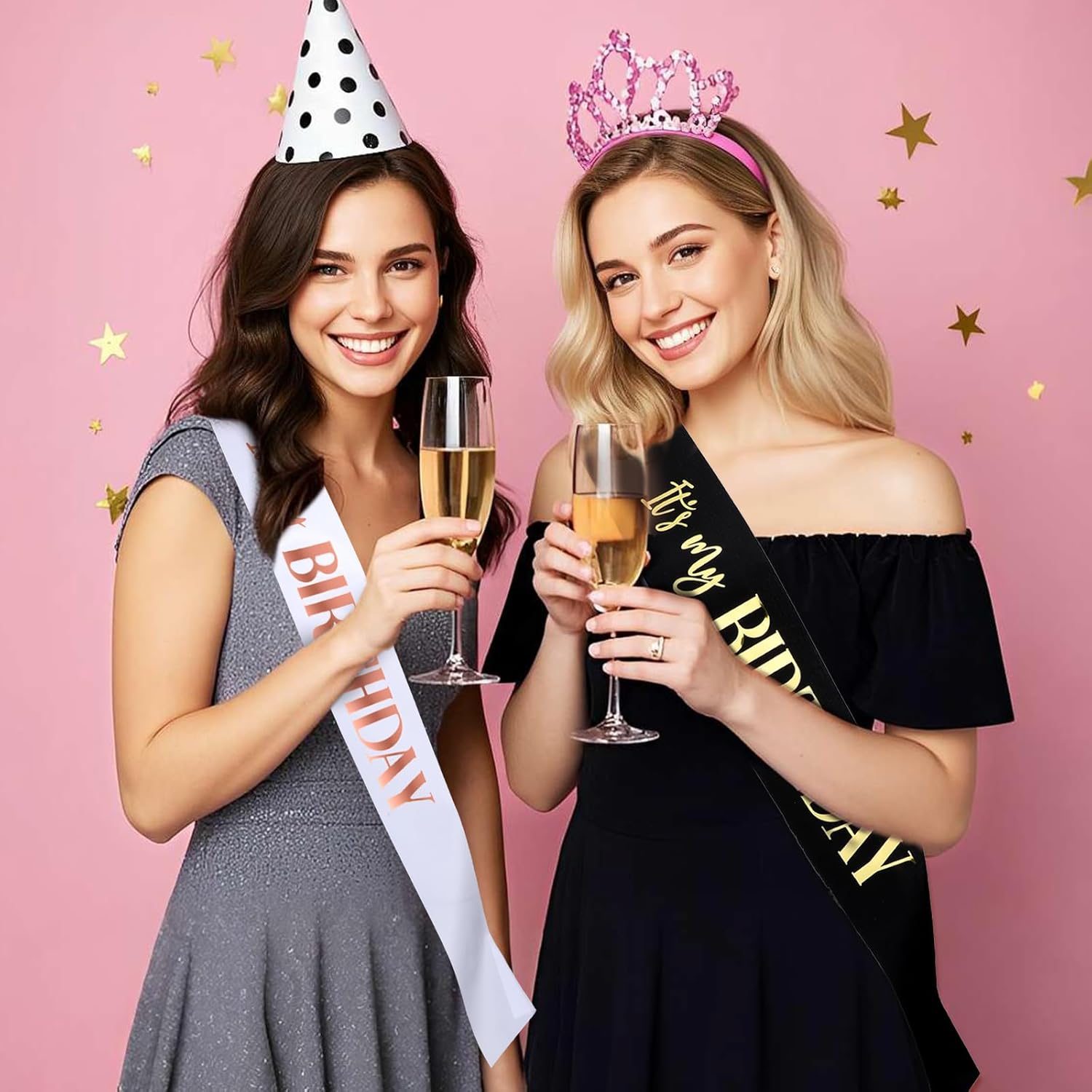 Birthday Sash 2 Packs for Women Girls Boys Party Favors
