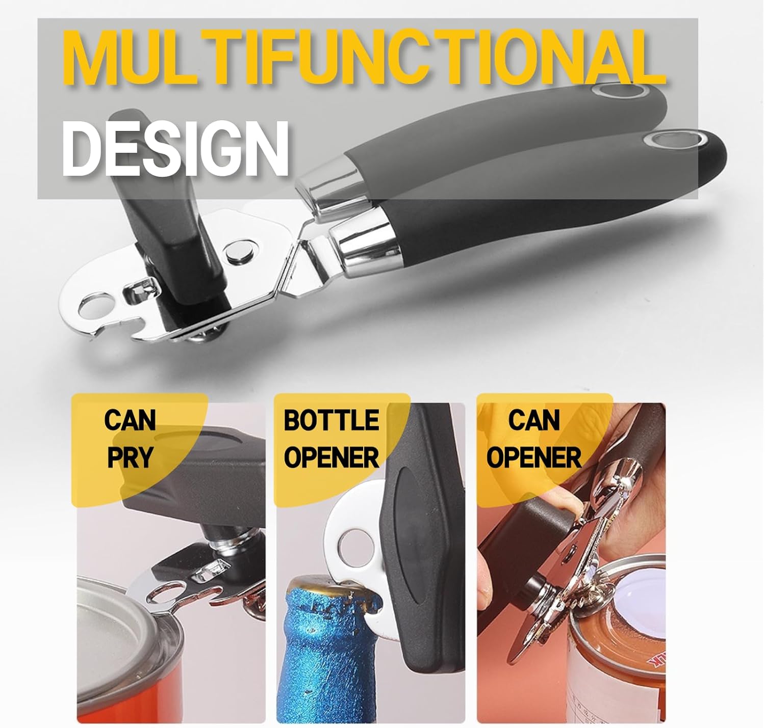 ZKIRON Multi-Can Opener with Magnetic Lid Lifter