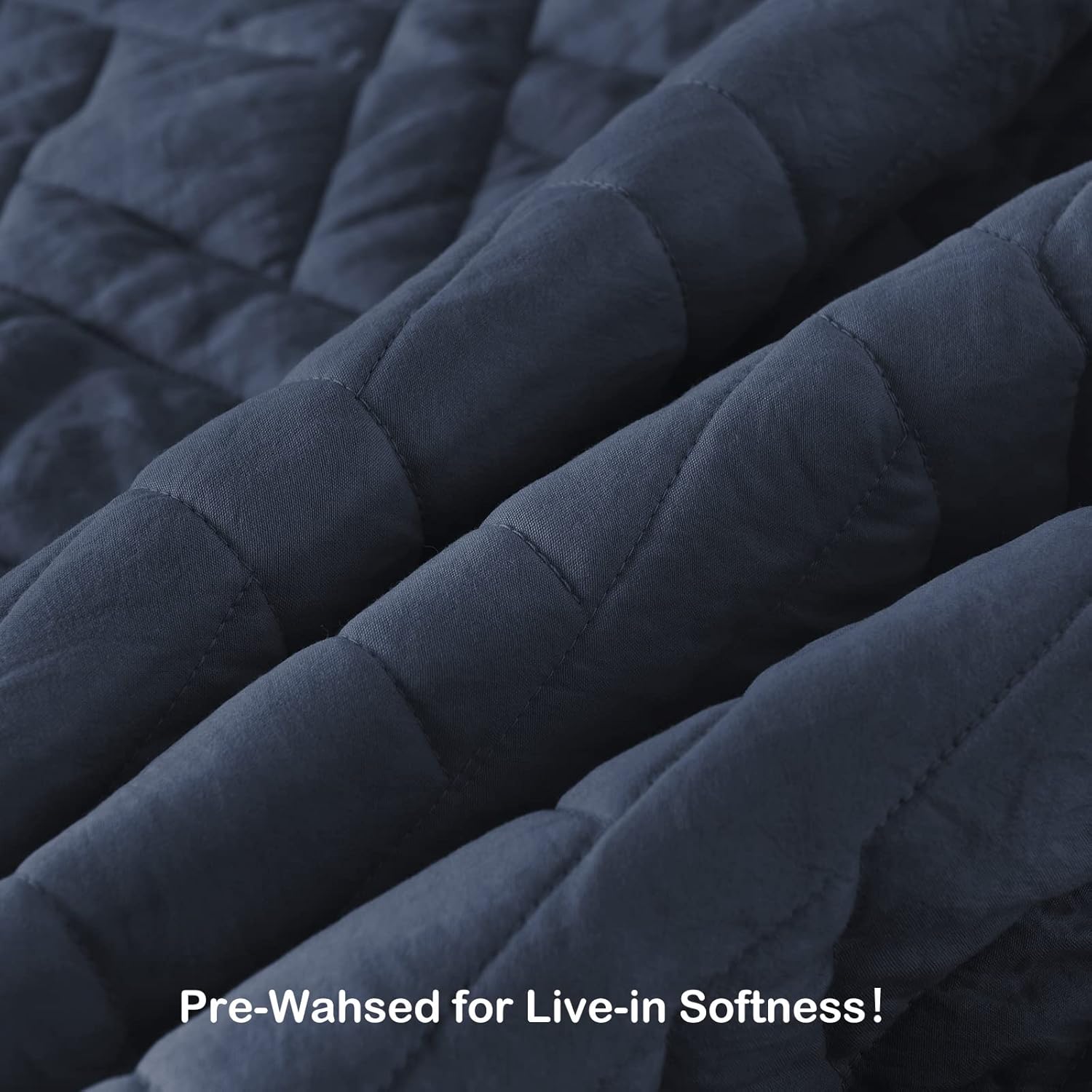 HORIMOTE HOME Queen Size Navy Blue Diamond Quilt Set