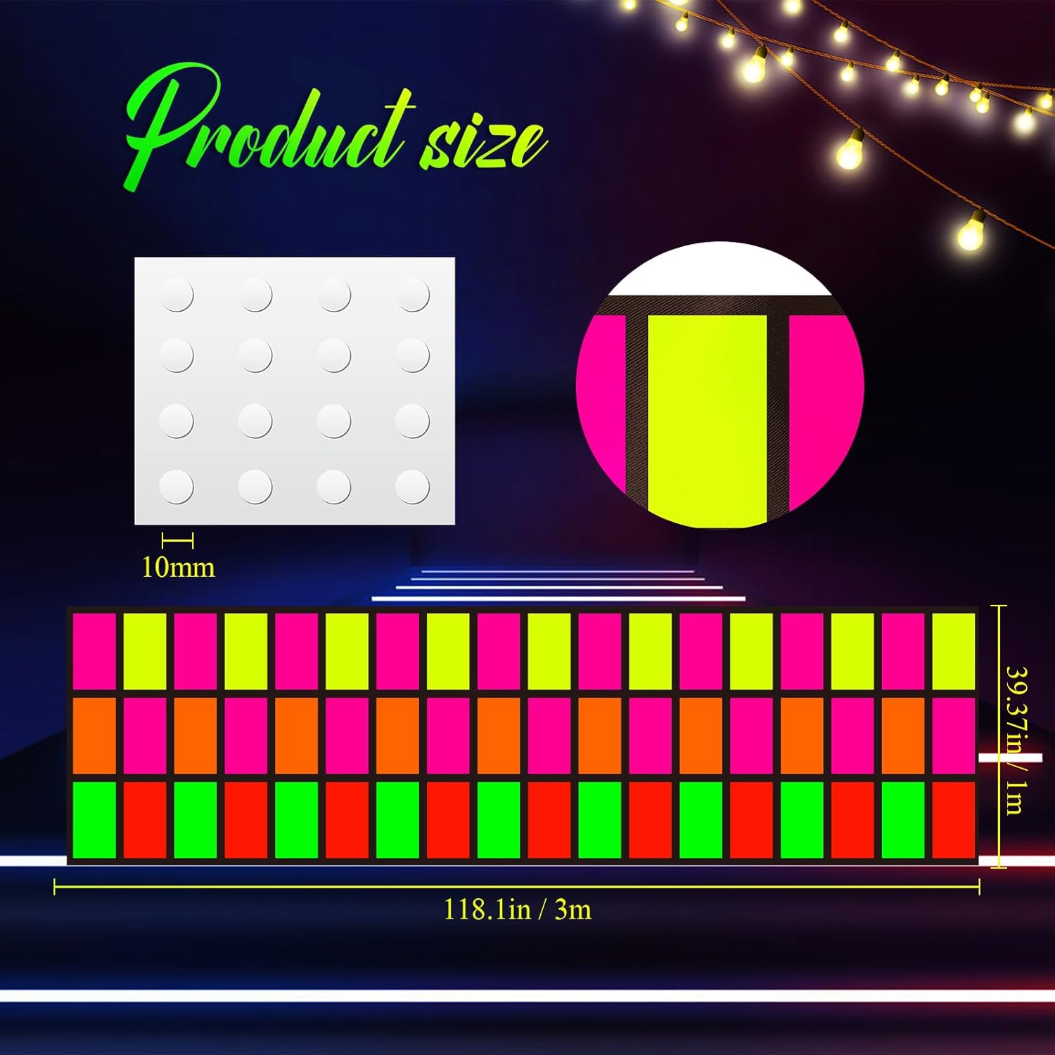 Mixweer Neon Dance Floor 118x39 Inch for Parties