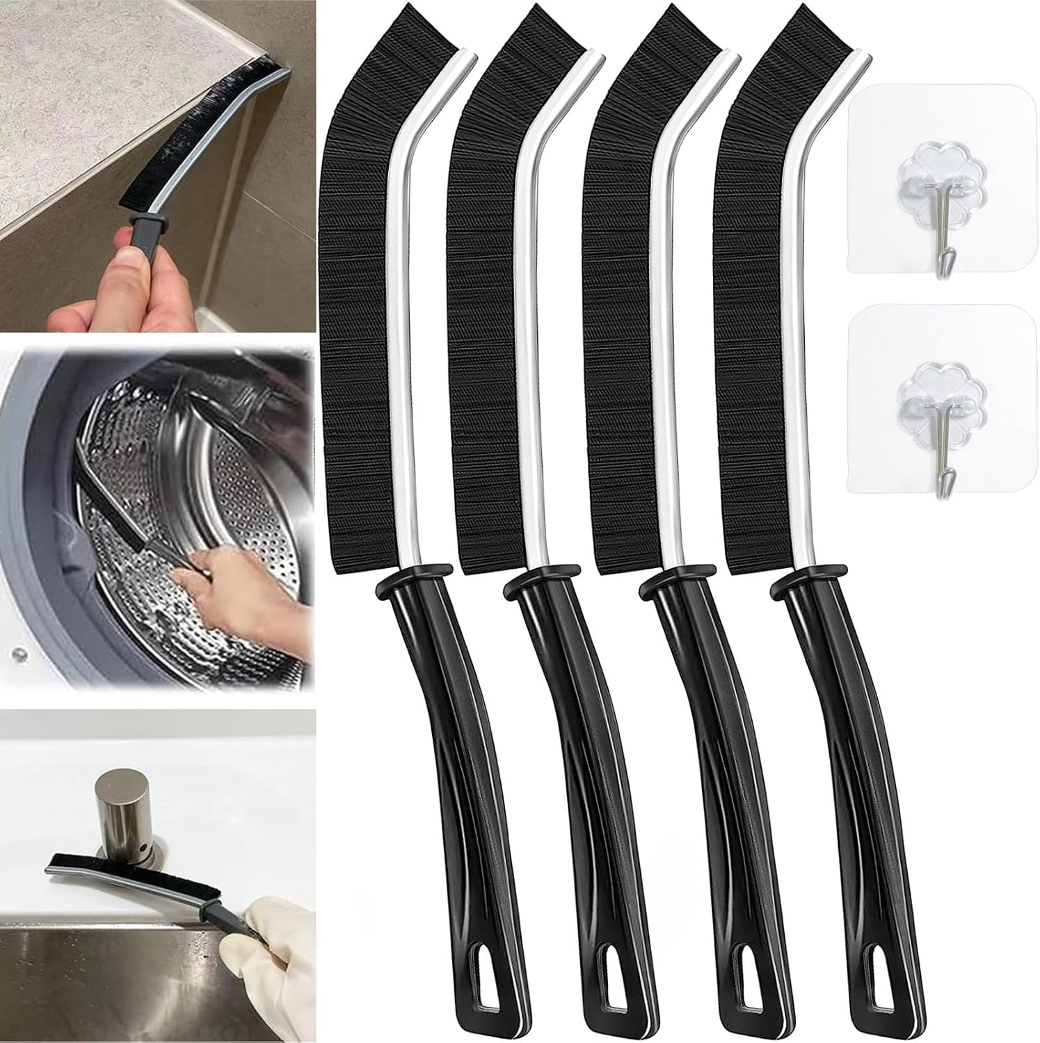 4 Pcs Hard Bristle Crevice Cleaning Brush Set