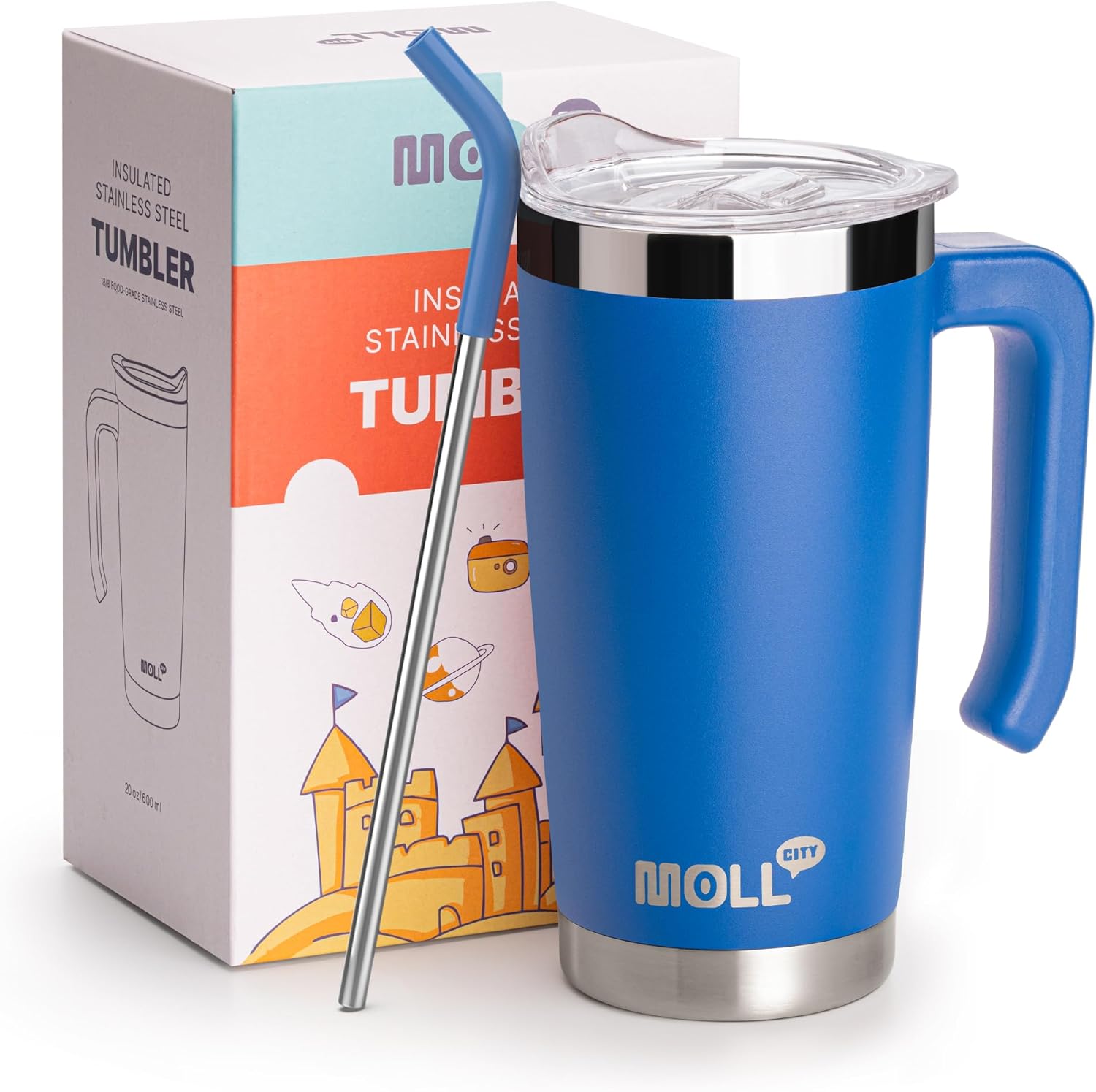 20 oz Travel Coffee Mug with Handle and Leakproof Lid
