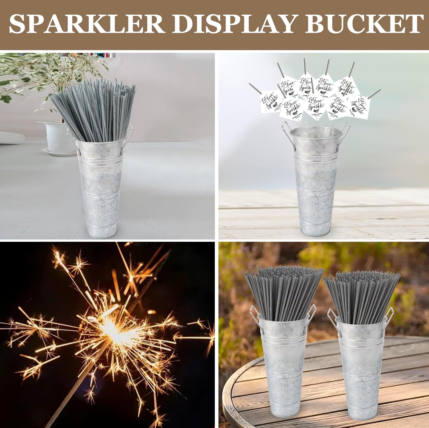 8pcs 10 Inch Silver Galvanized Flower Bucket Set