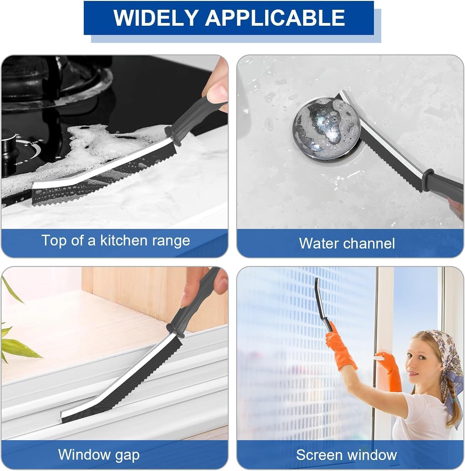 3 Pcs Bristled Crevice Cleaning Brush Set