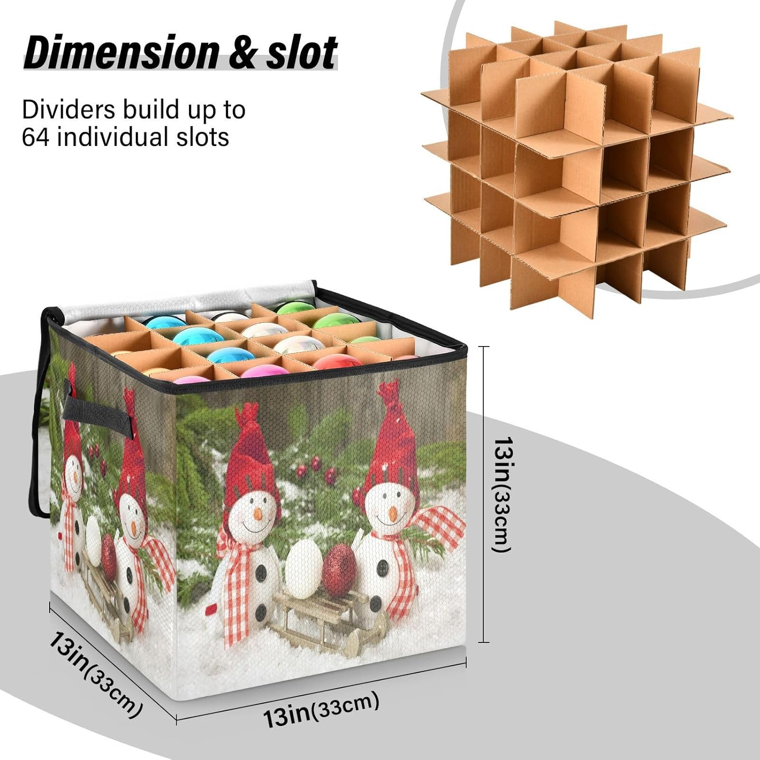 Christmas Snowman Candle Storage Box with Zipper