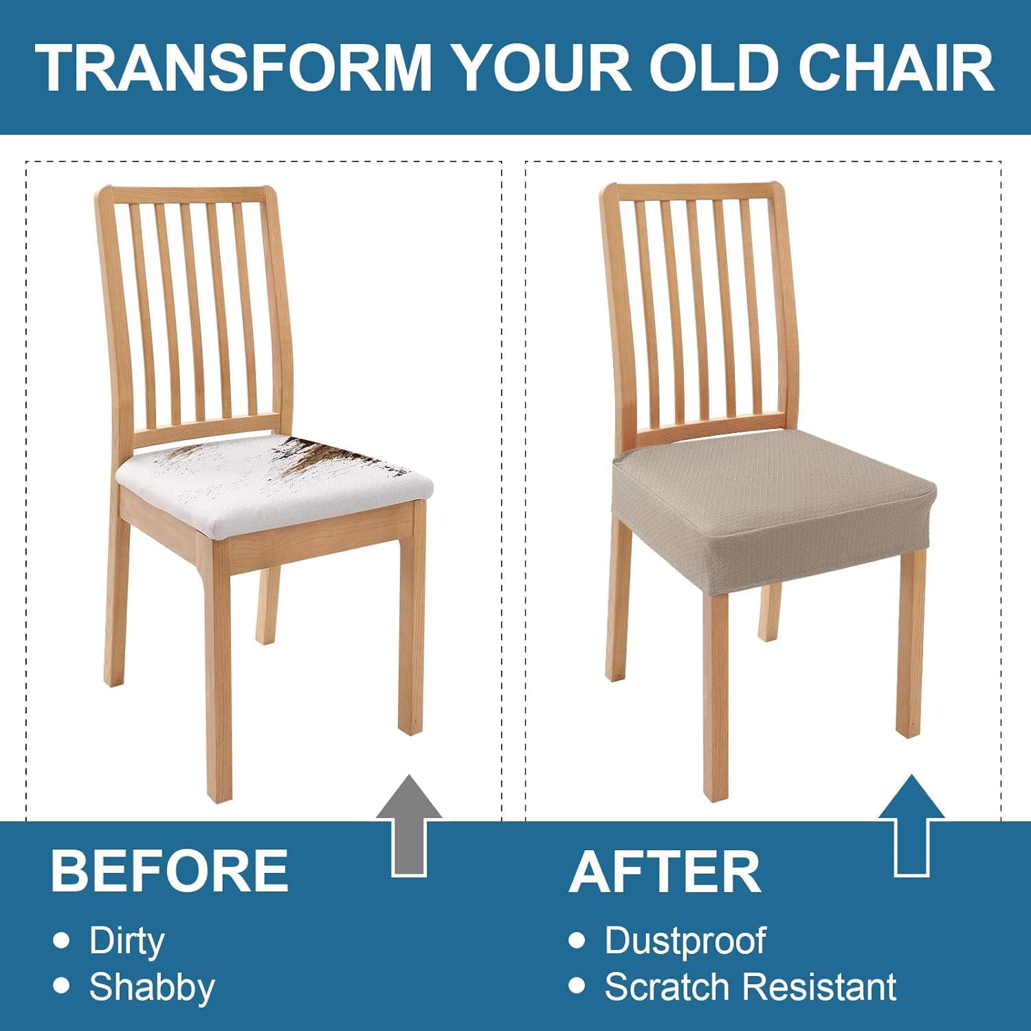 Smiry Waterproof Dining Chair Covers Set of 4 Taupe