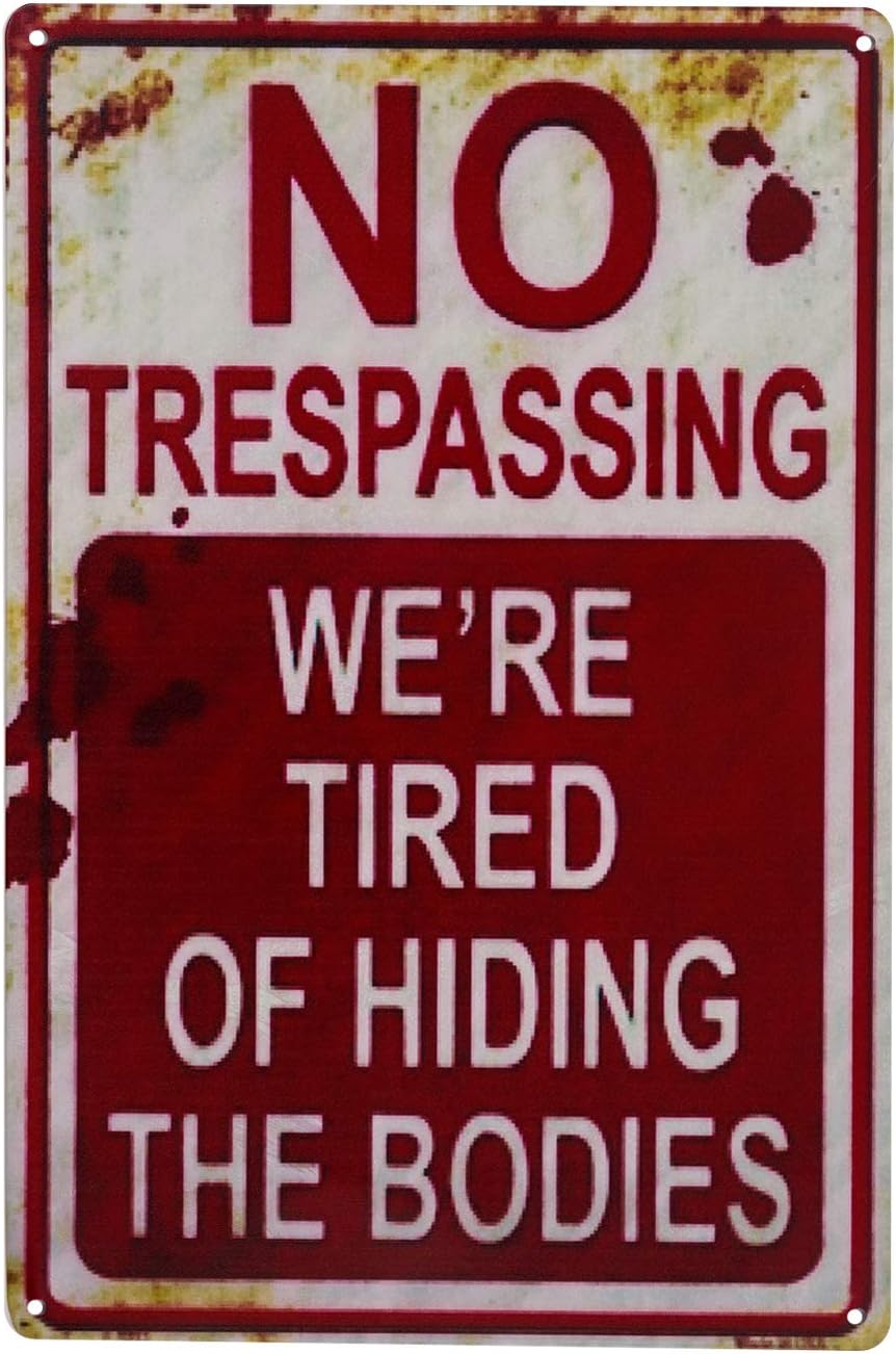 Halloween Decoration Retro Metal Tin Sign Funny Creepy No Trespassing