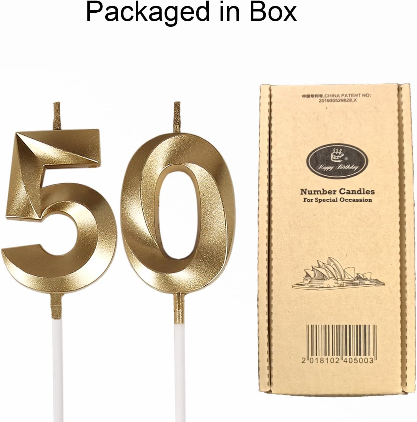 50th Birthday Gold Candles Cake Topper Decorations