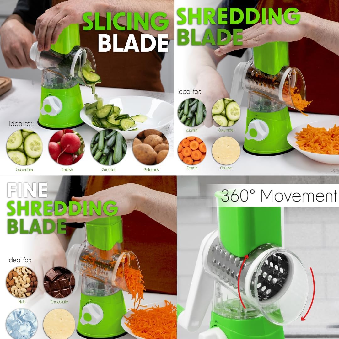 WOODYBITES Cheese Grater Rotary - Multi Function Kitchen Tool