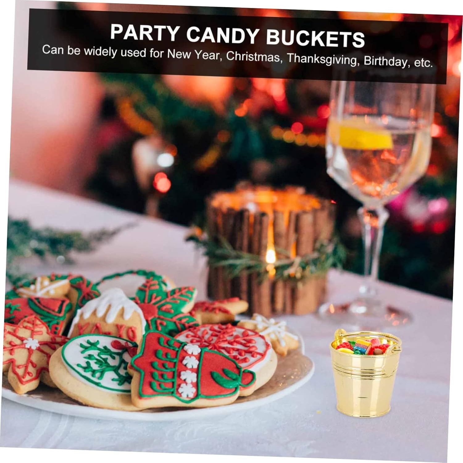 Unomor 10pcs Mini Snack Buckets Wedding Candy Boxes with Handle Party Supplies