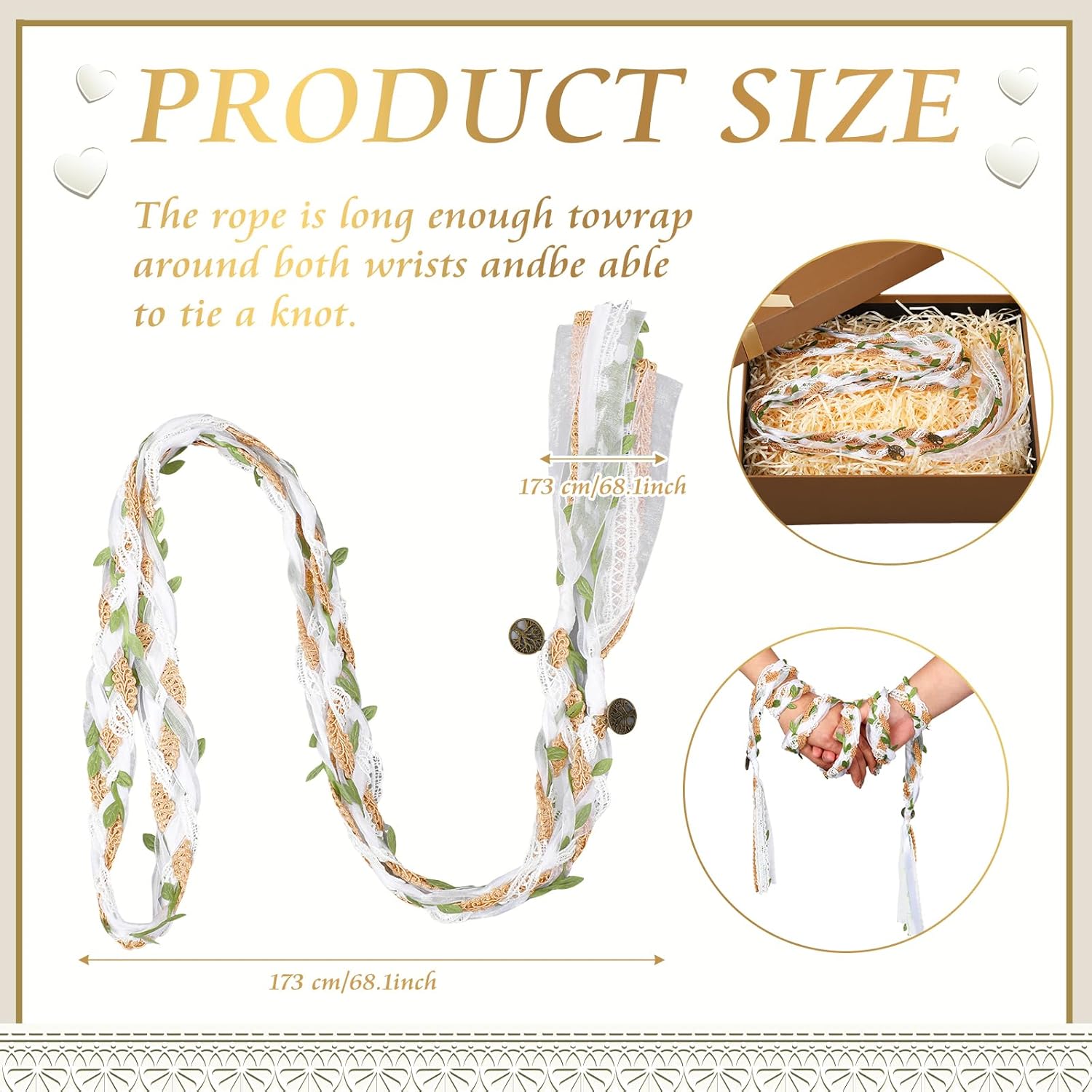 Handfasting Cord Wedding Lasso with Pendants Green