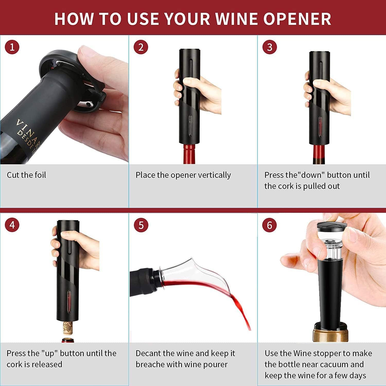 4 in 1 USB Rechargeable Electric Wine Opener Set