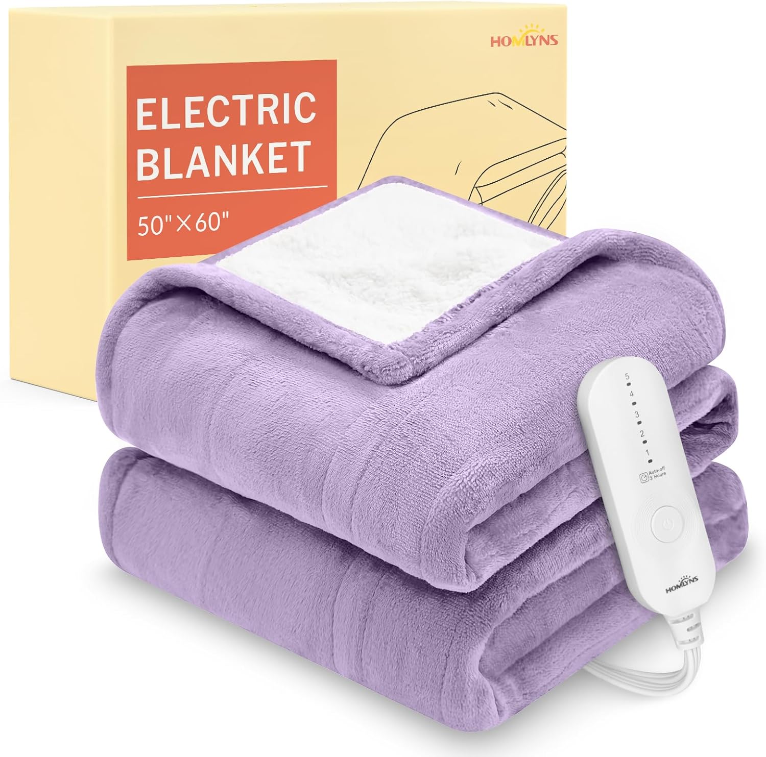 HOMLYNS LuxeHeat Heated Blanket with 5 Heat Settings