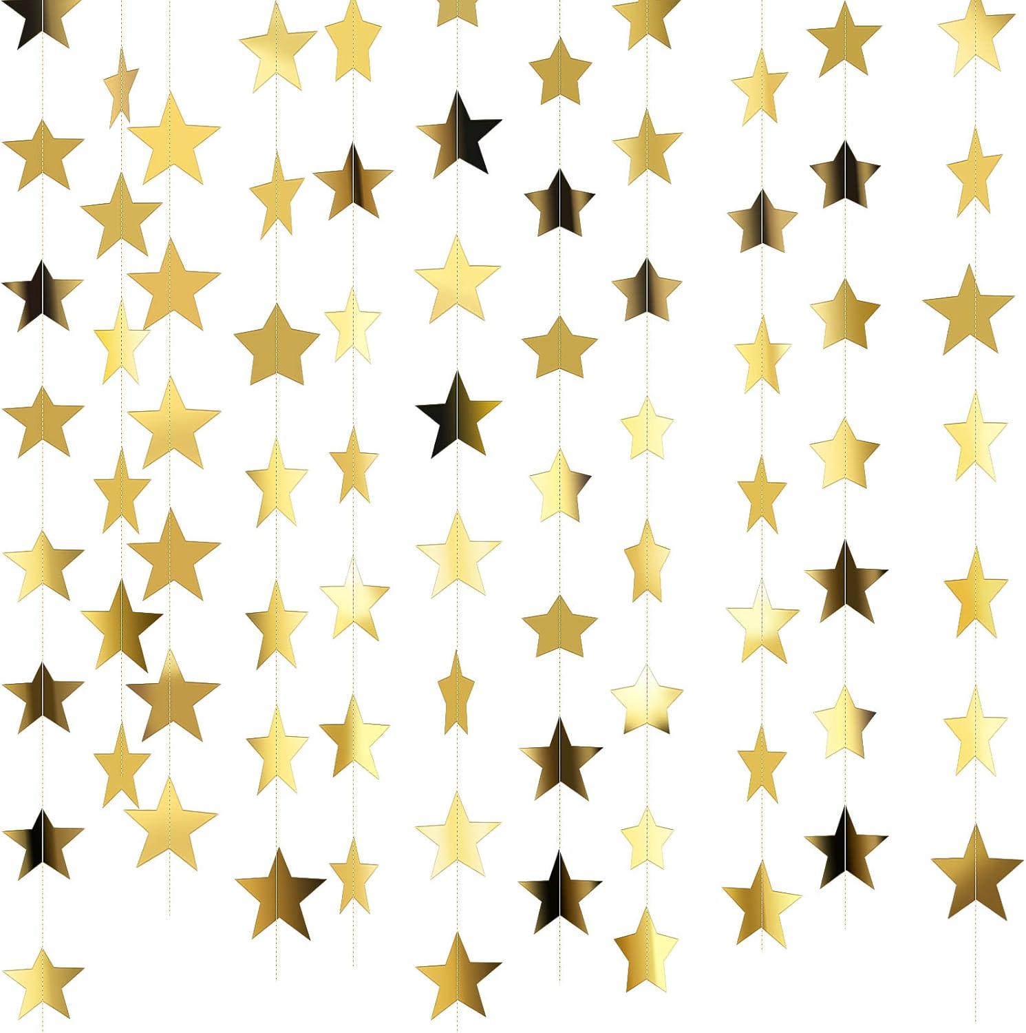 Patelai Glitter Star Garland 130 Feet Gold Decor