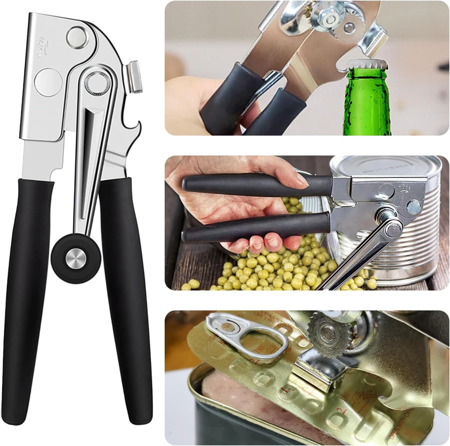 2Pcs Can Opener with Magnet Stainless Steel Ergonomic Handles