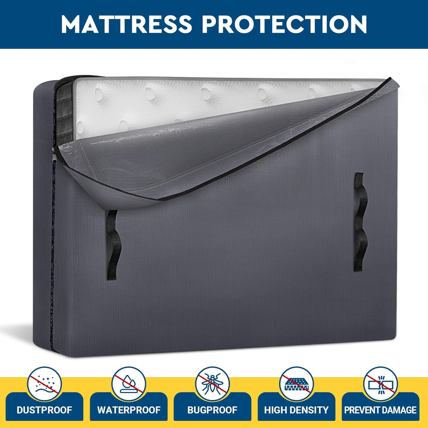 StorageRight Heavy Duty Queen Mattress Bag with Handles and Zipper
