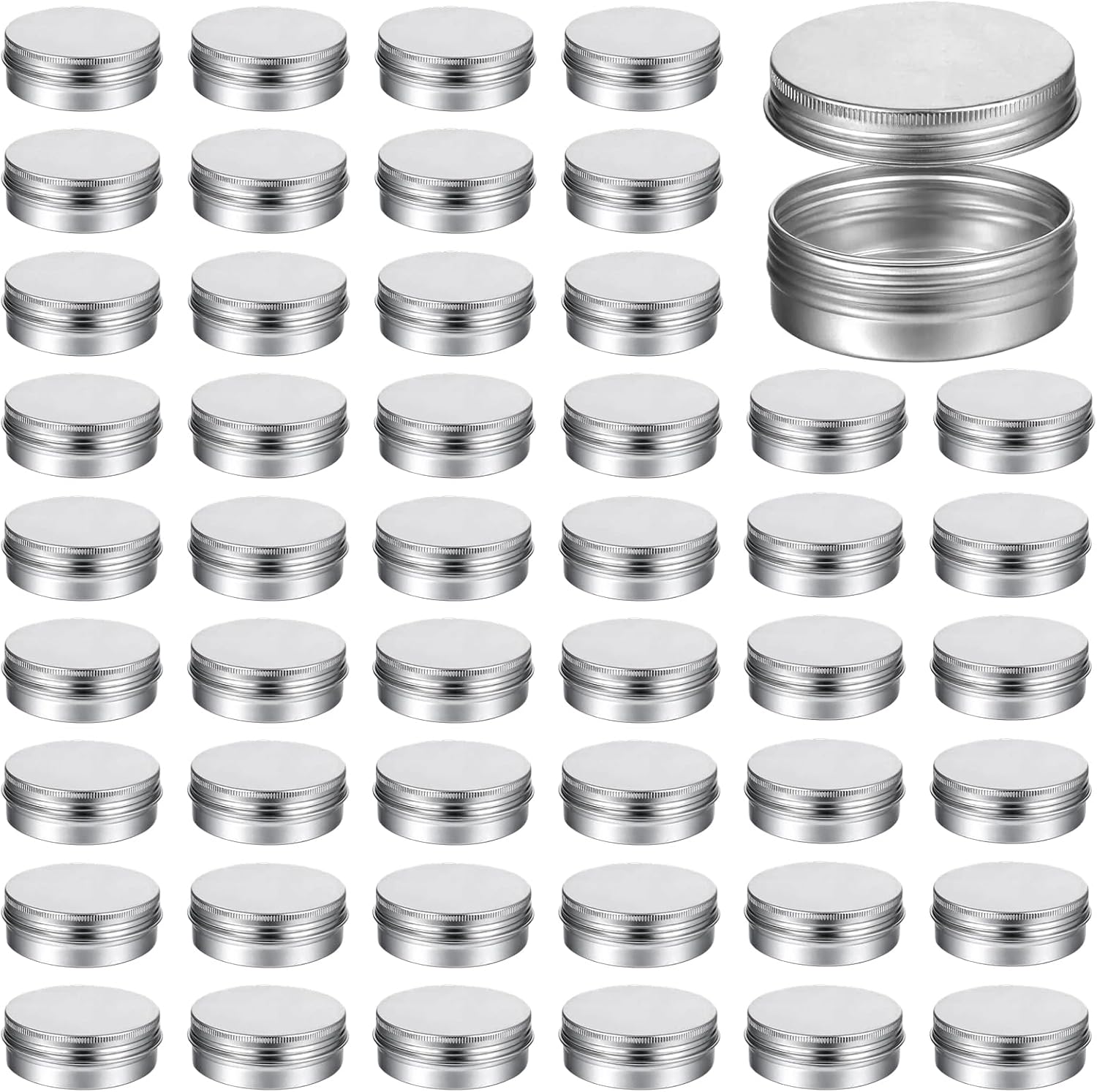 48 Pcs Aluminum Round Cans with Screw Top Lids